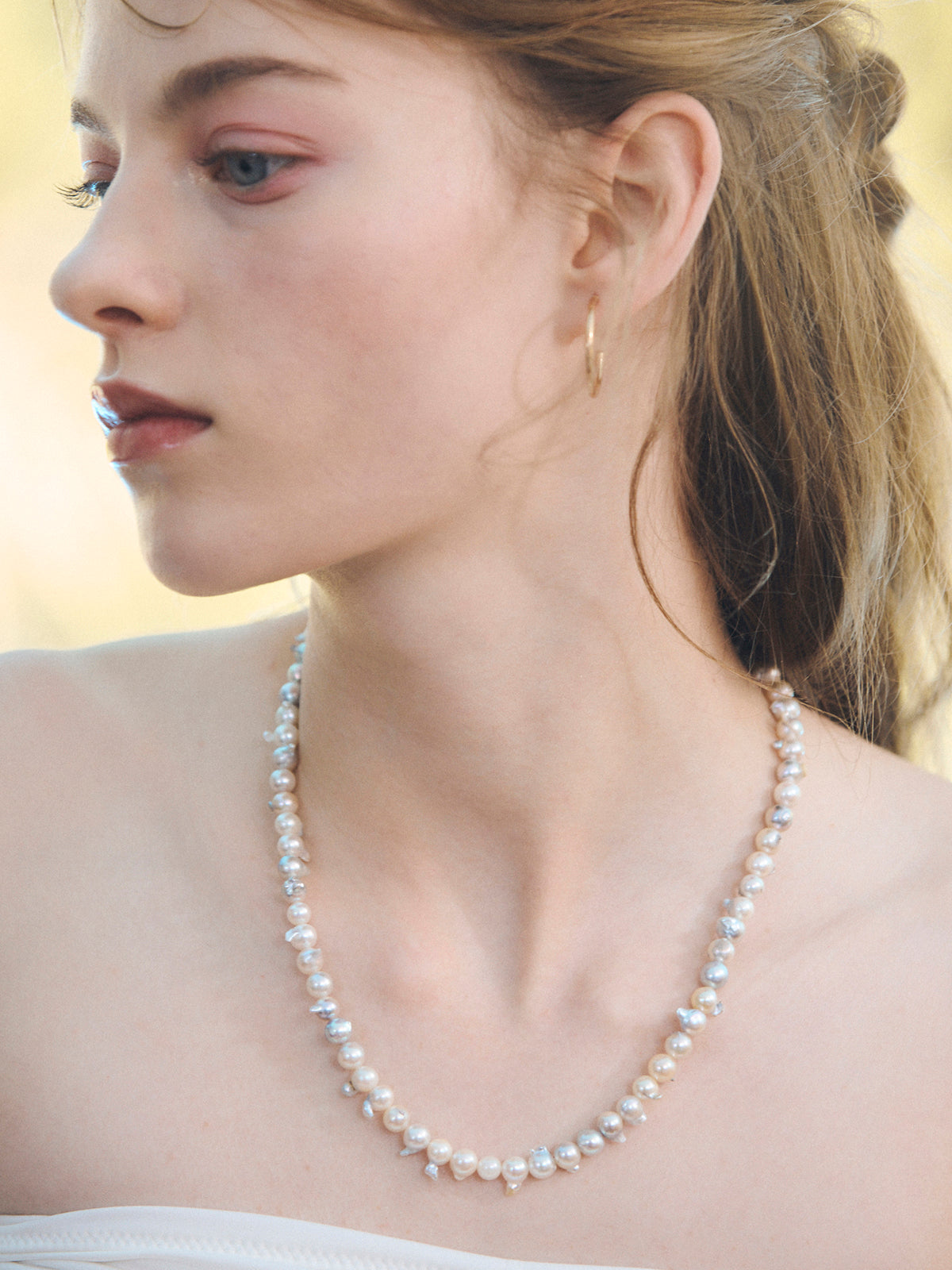 【AYUS】Akoya baropue pearl clicker necklace 6-7.5mm