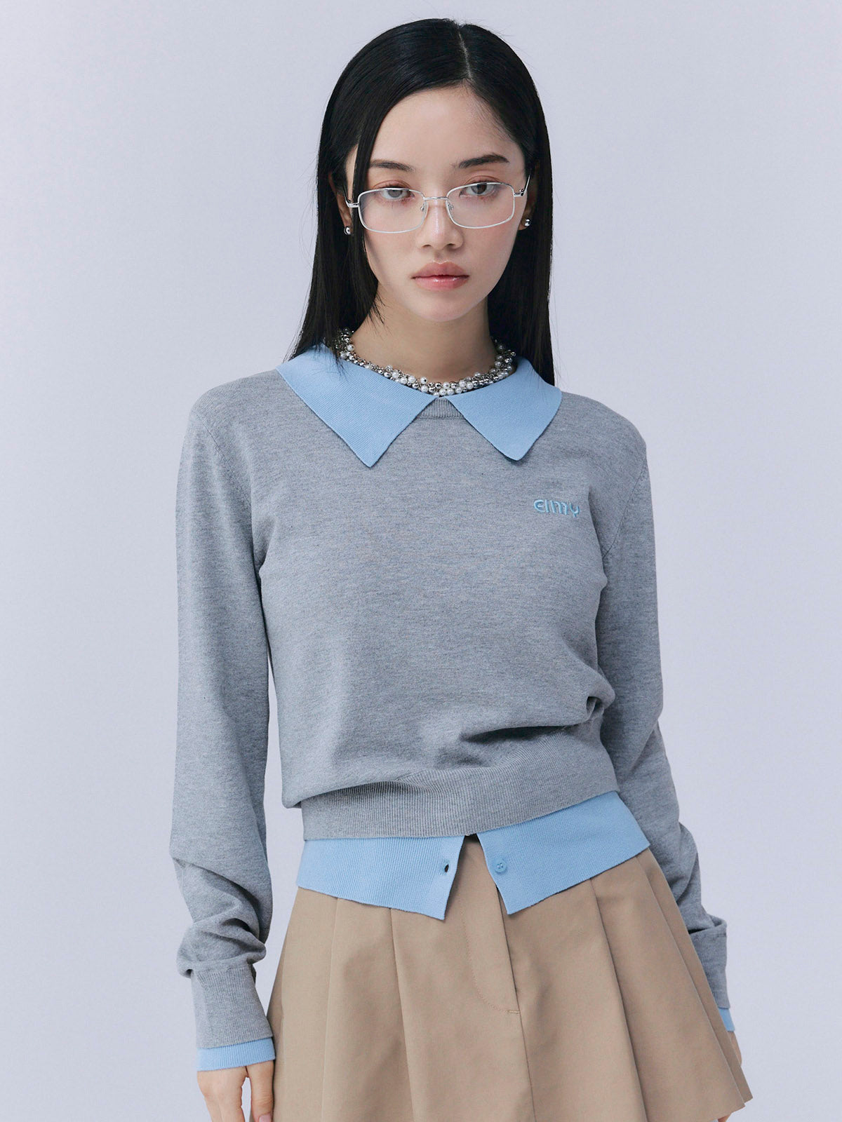 ニットレイヤードトップス