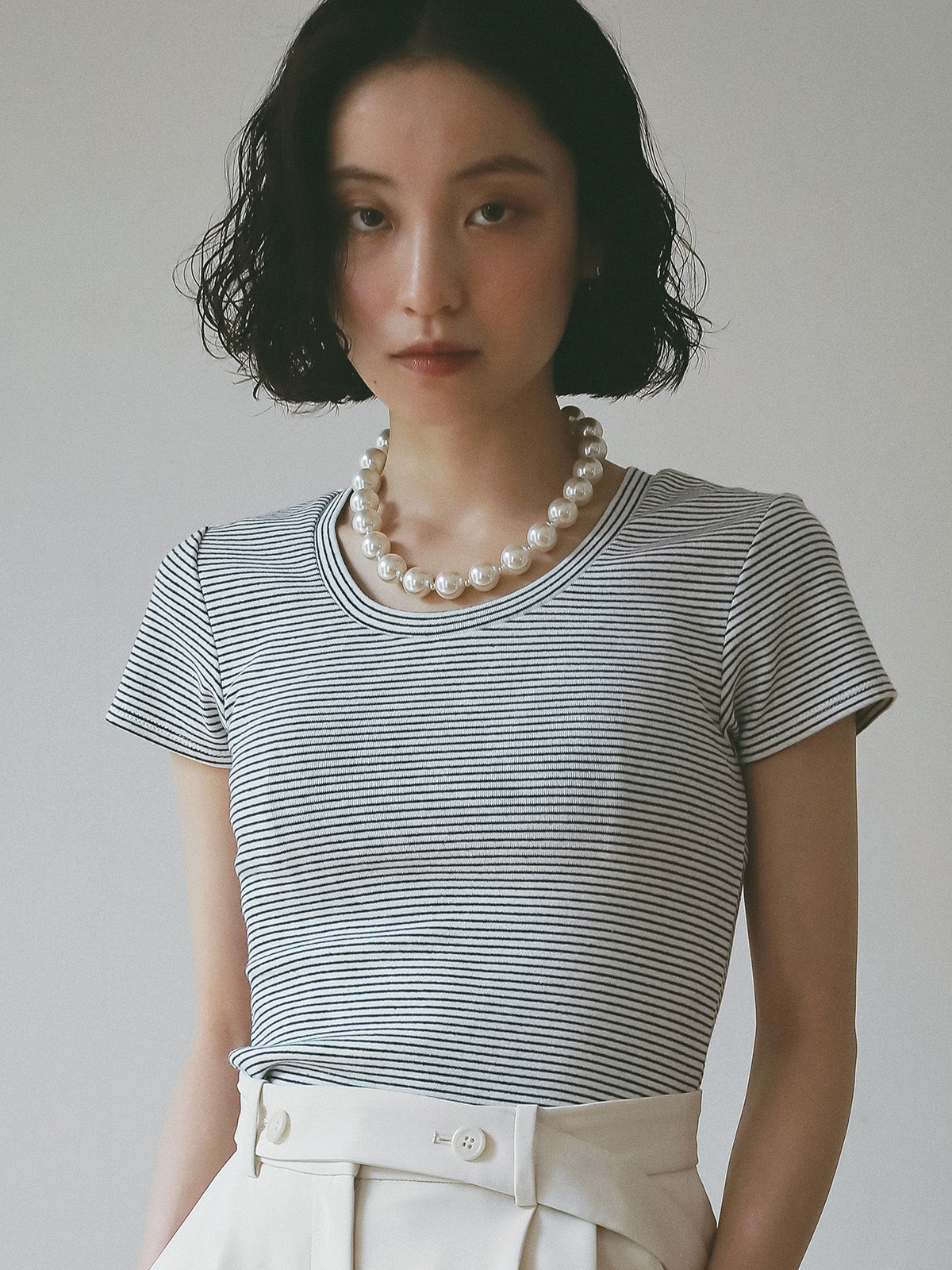 ボーダーリブＴシャツ