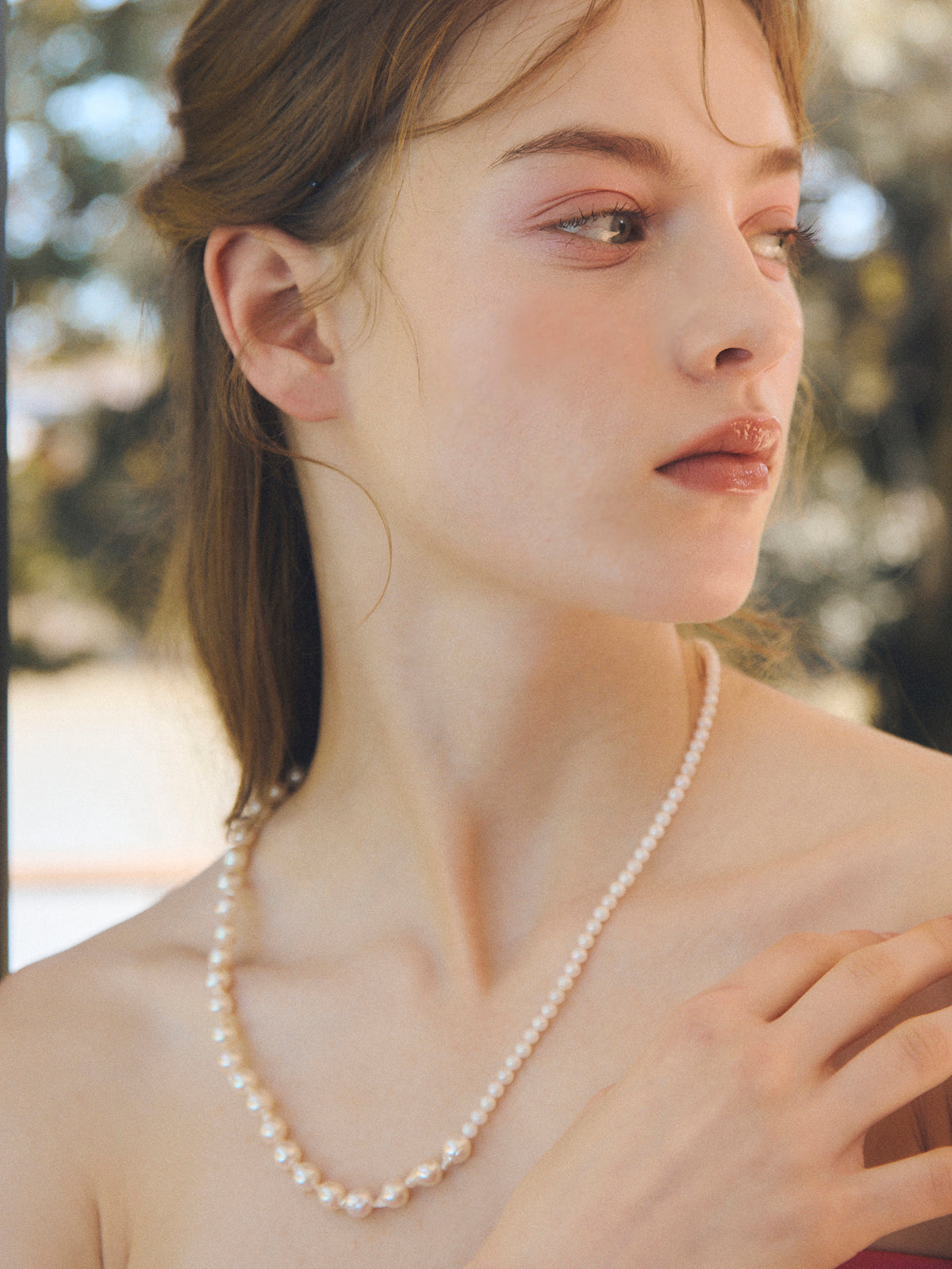 【AYUS】Akoya baropue pearl 2tone necklace 4.0-8.0mm