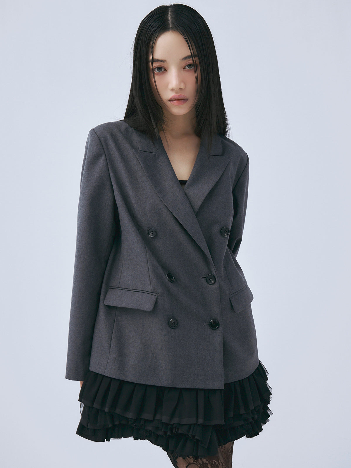 フリルトリムジャケットワンピース