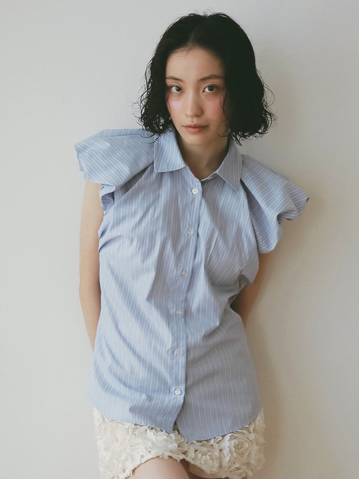 ギャザースリーブブラウス