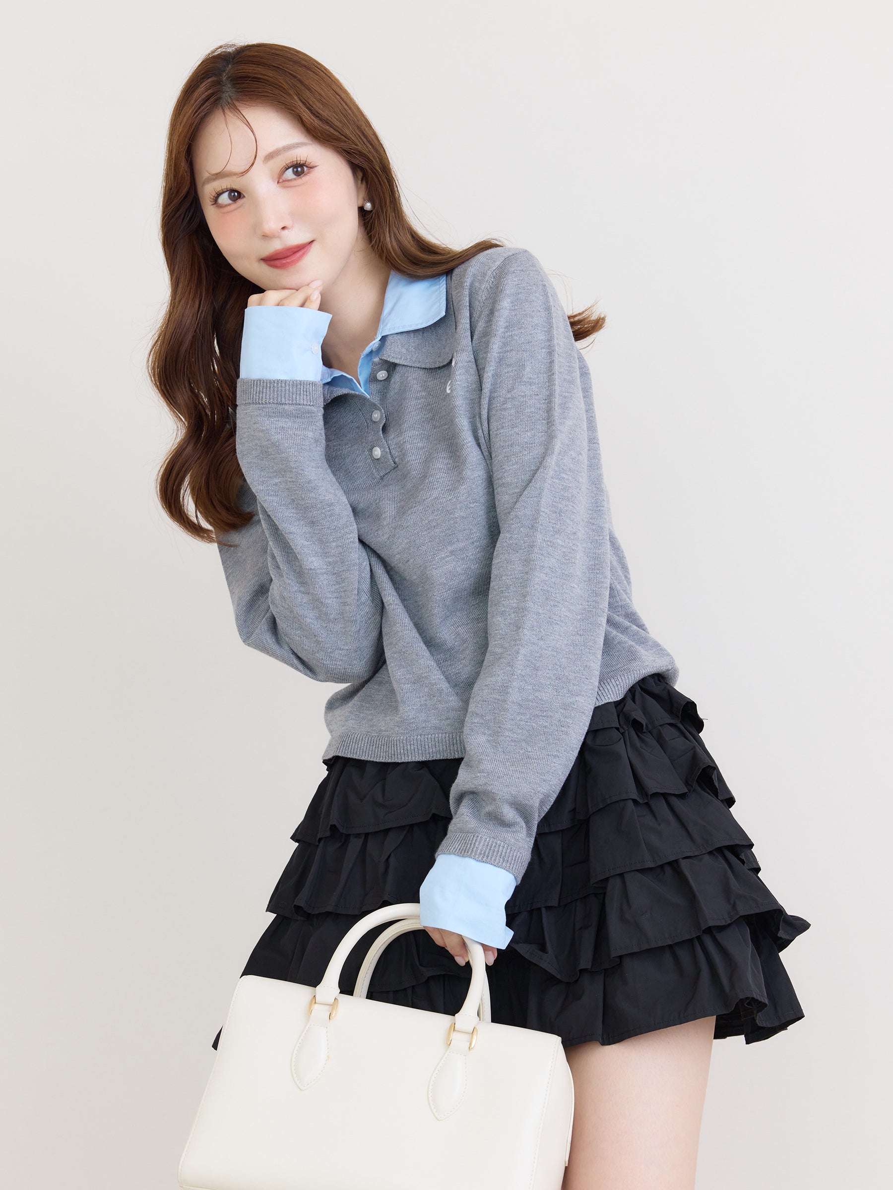 【New Color】ダブルカラーデザインニット