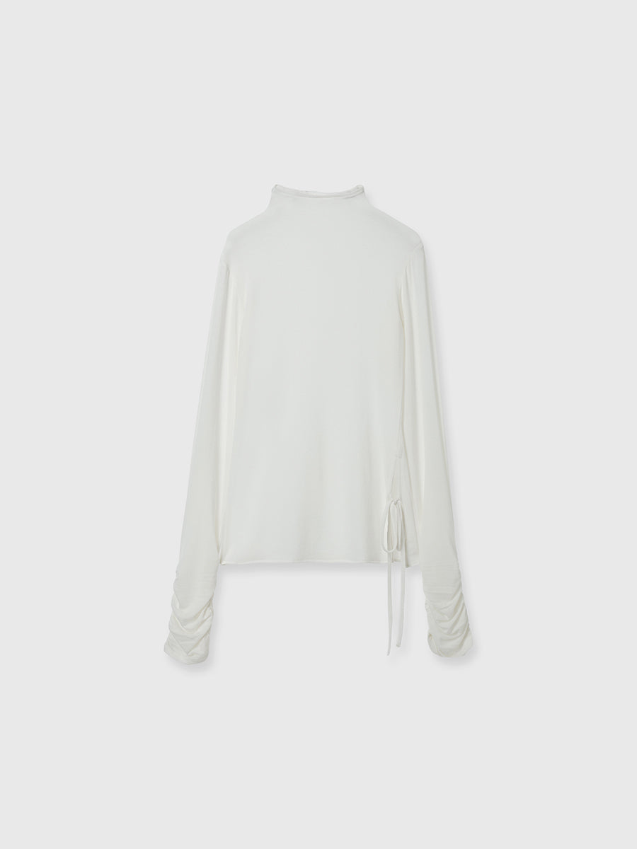 カシミヤ混シアースリーブギャザートップス