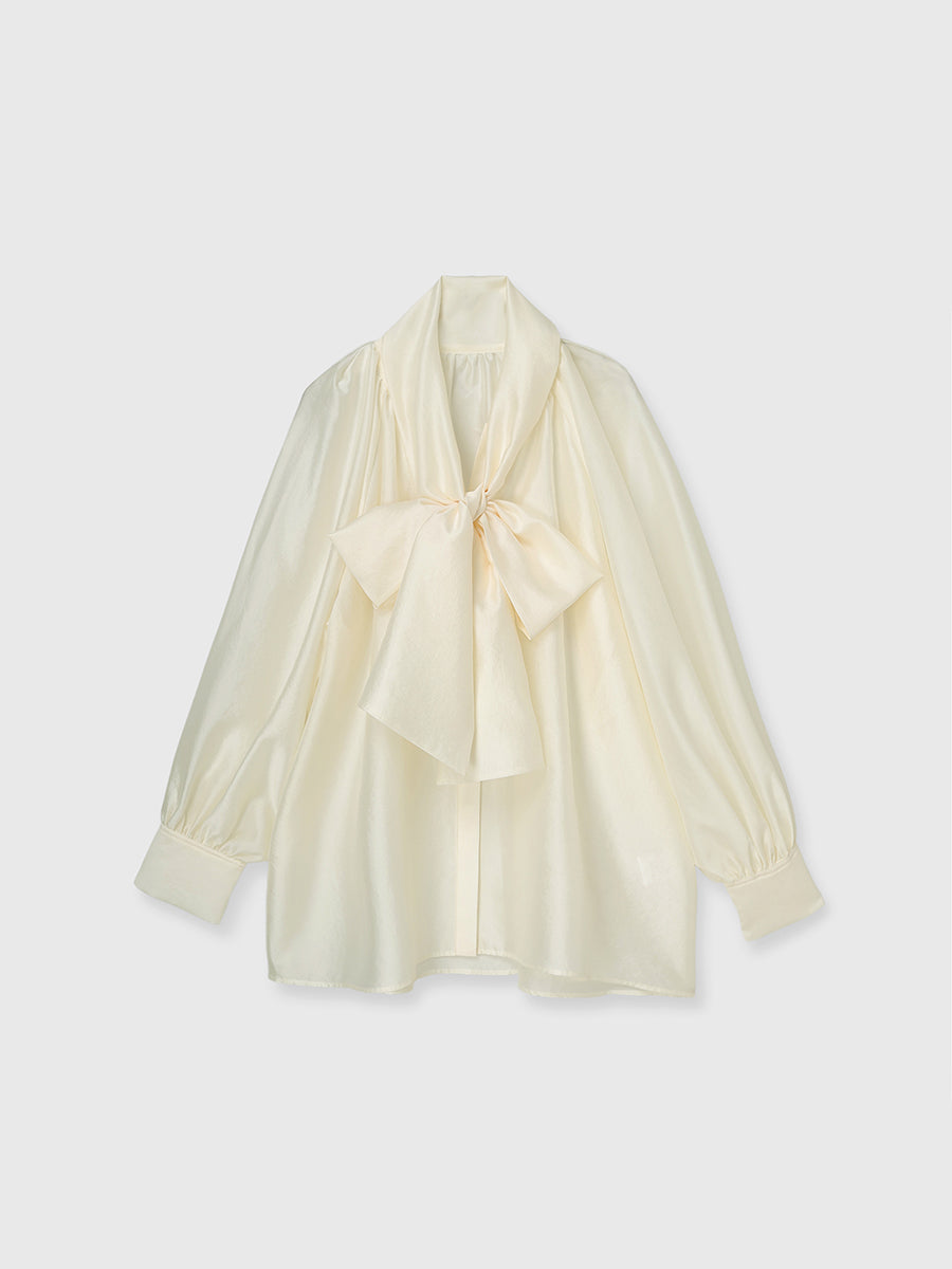 シアーボウタイブラウス