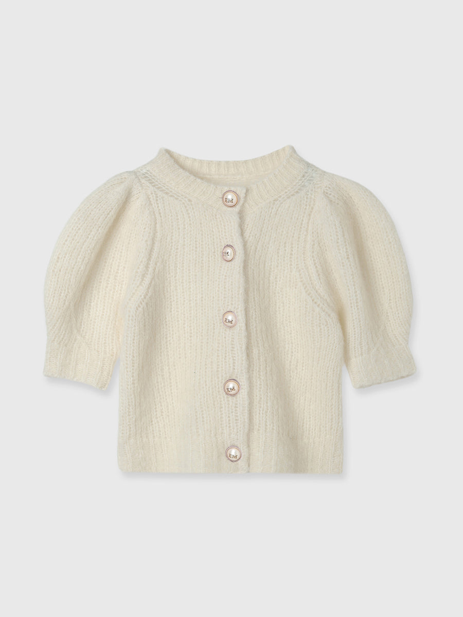 パフスリーブニットカーディガン