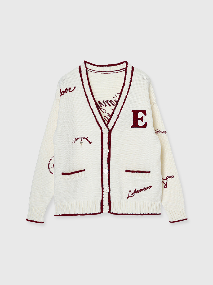 【PRE ORDER】Embroideryモチーフニットカーディガン