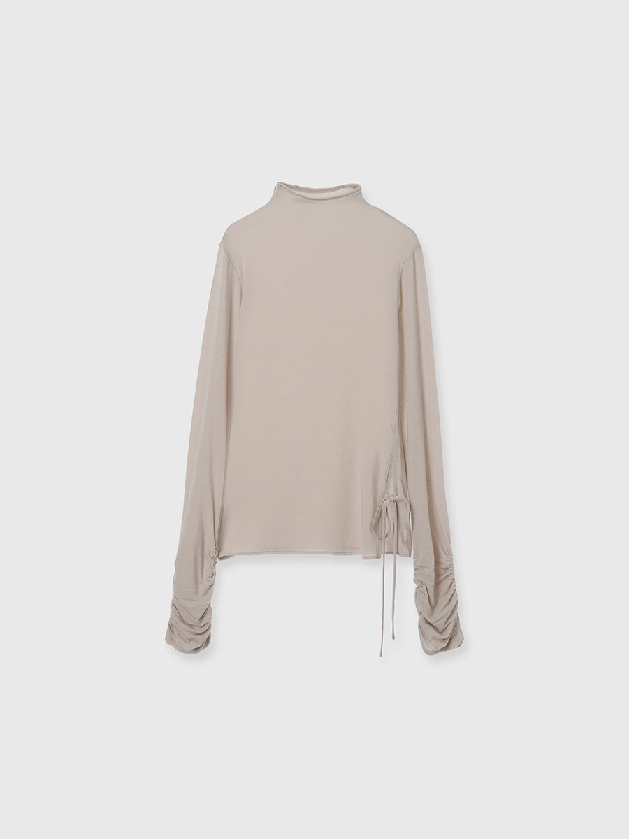 カシミヤ混シアースリーブギャザートップス