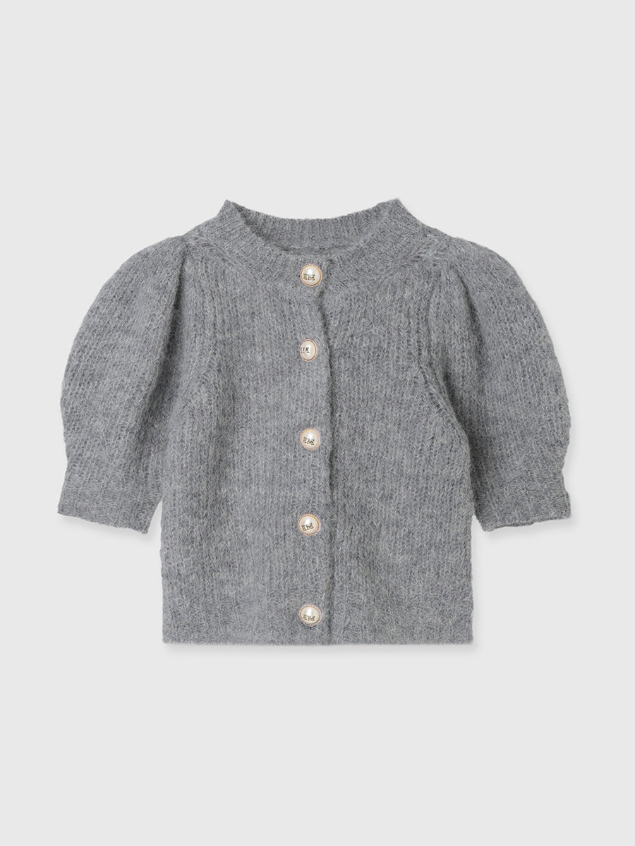 パフスリーブニットカーディガン