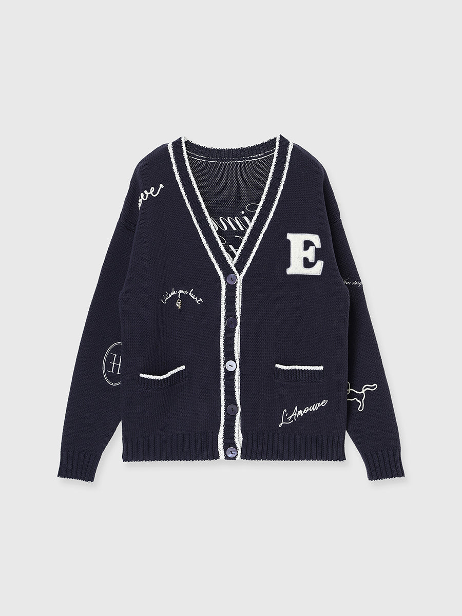 Embroideryモチーフニットカーディガン