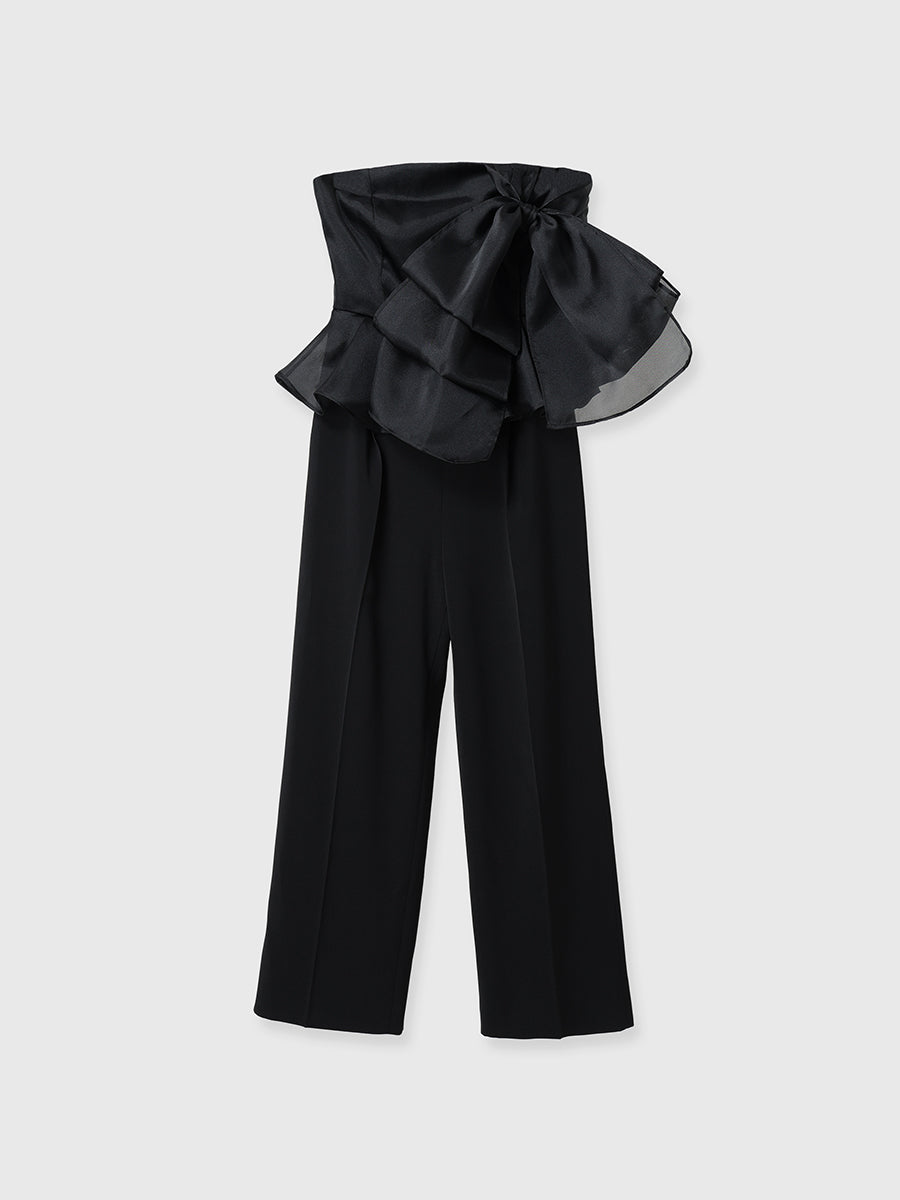 ビッグリボンペプラムオールインワン