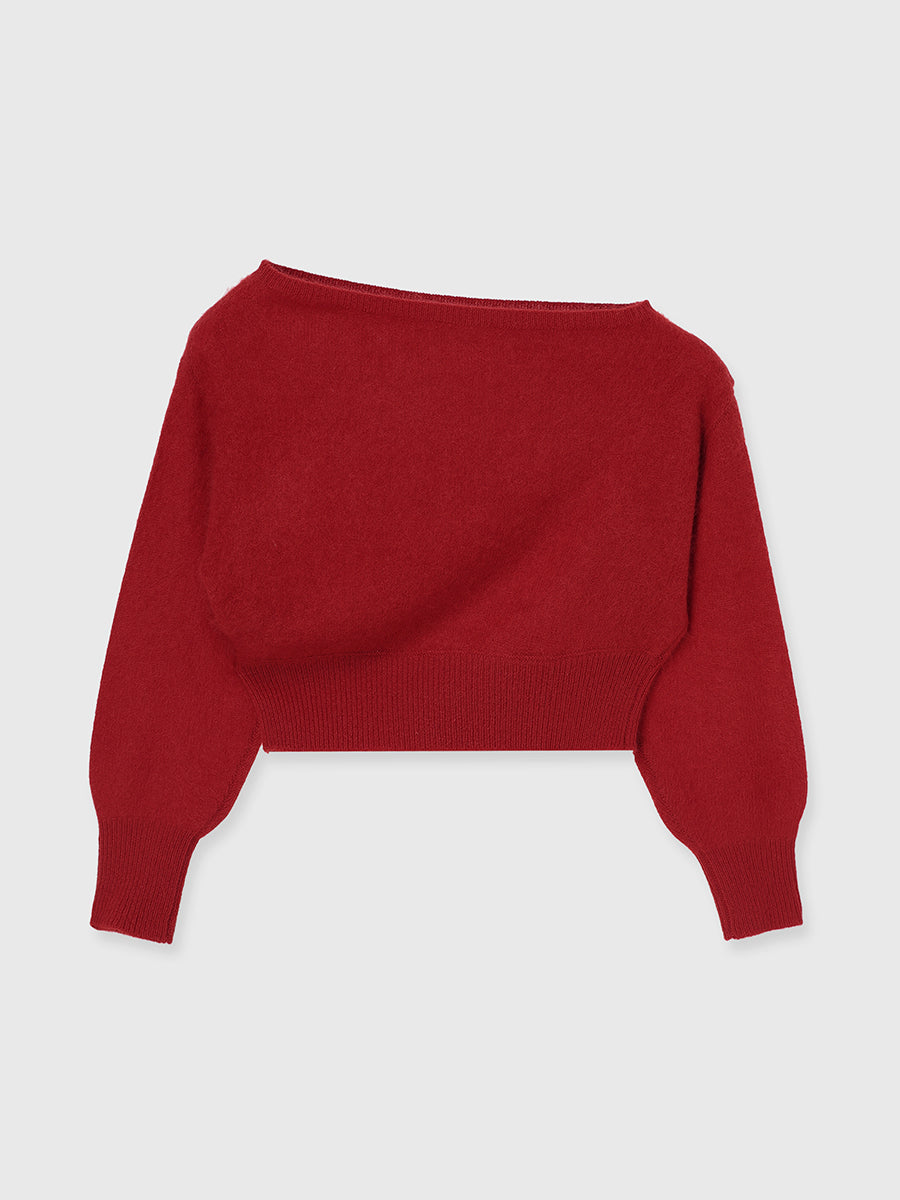 ウール起毛オフショルニットトップス