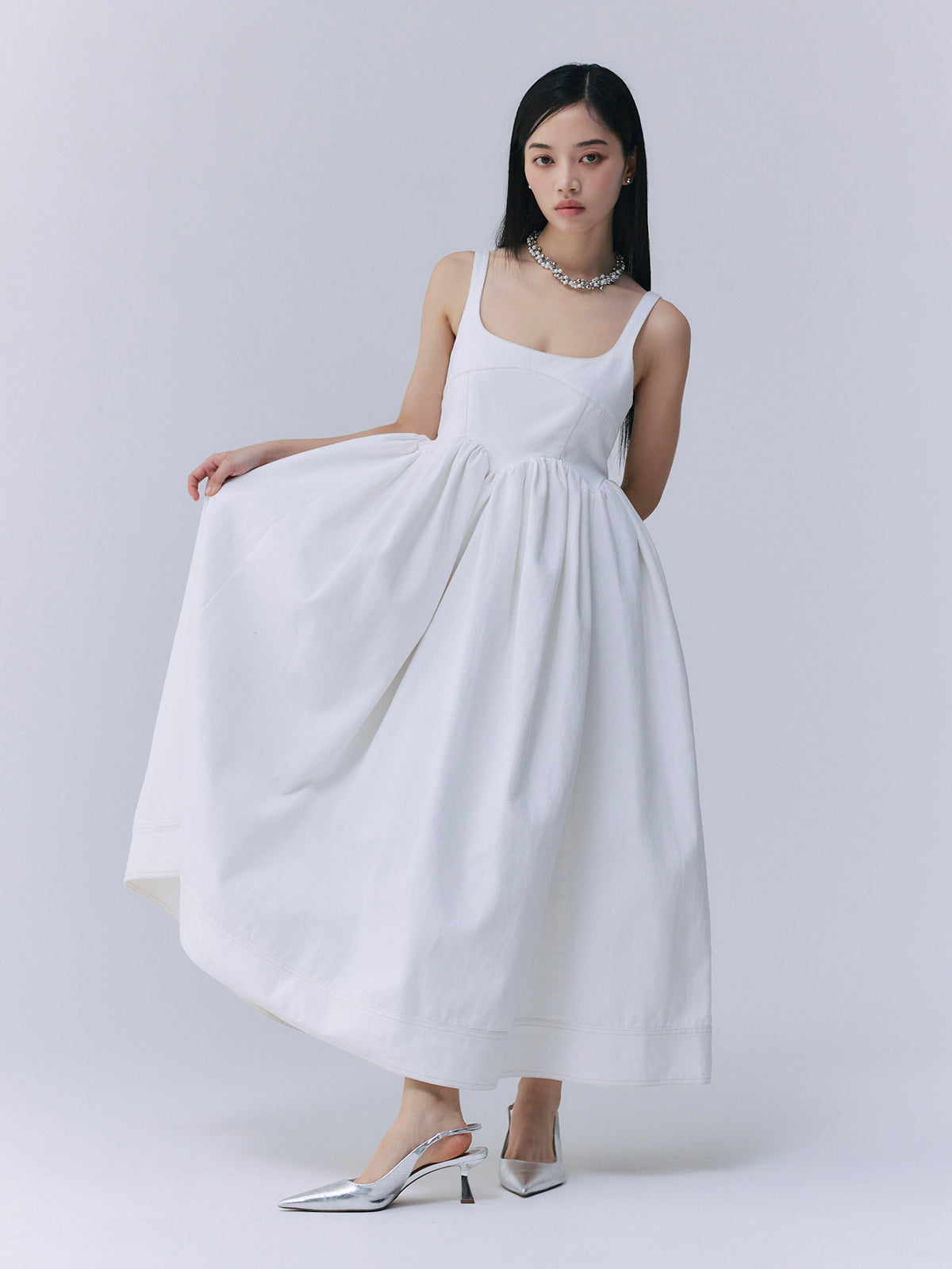 デニムビスチェワンピース