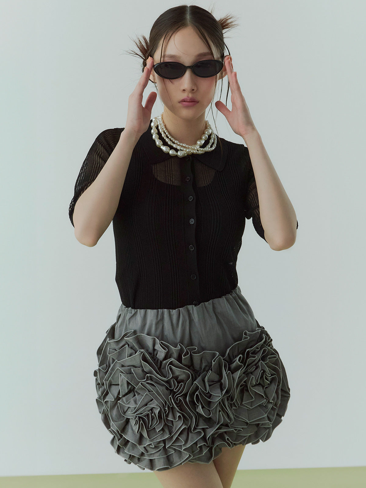 フラワーモチーフミニスカート