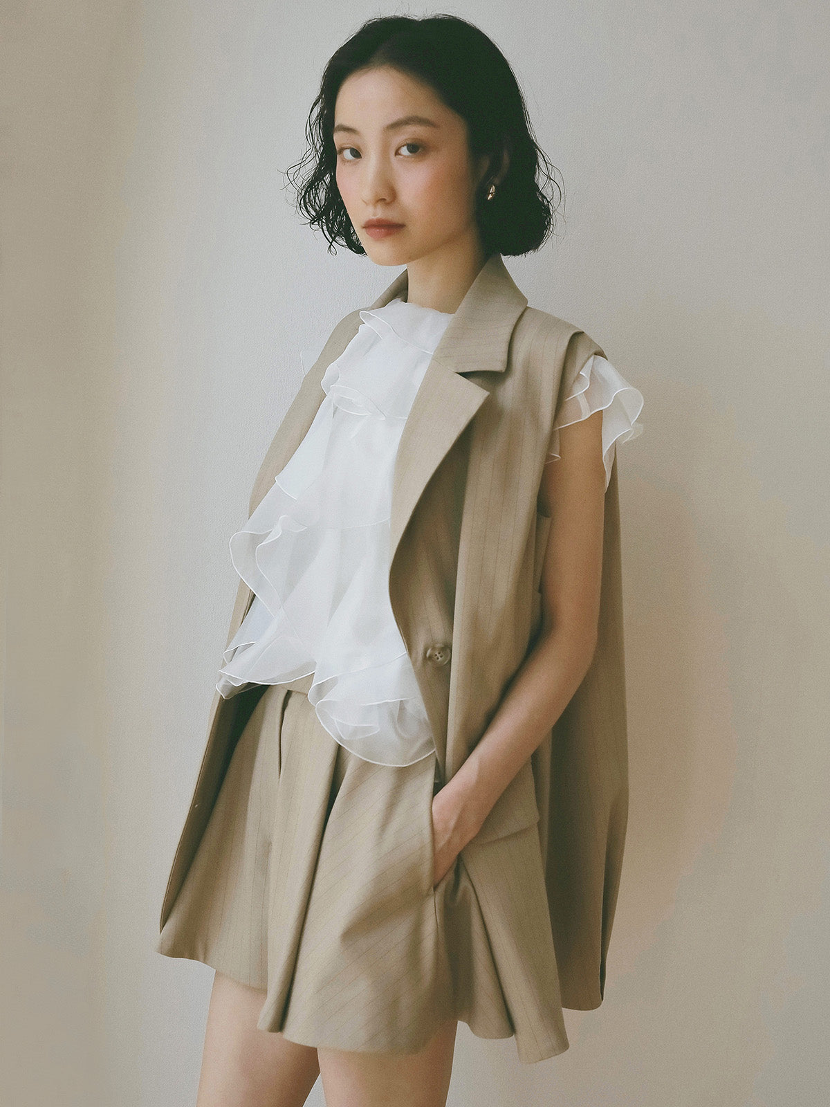 タックハーフパンツ