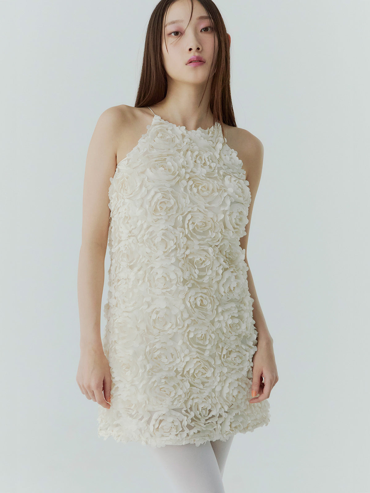 ボリュームフラワーモチーフアメスリワンピース