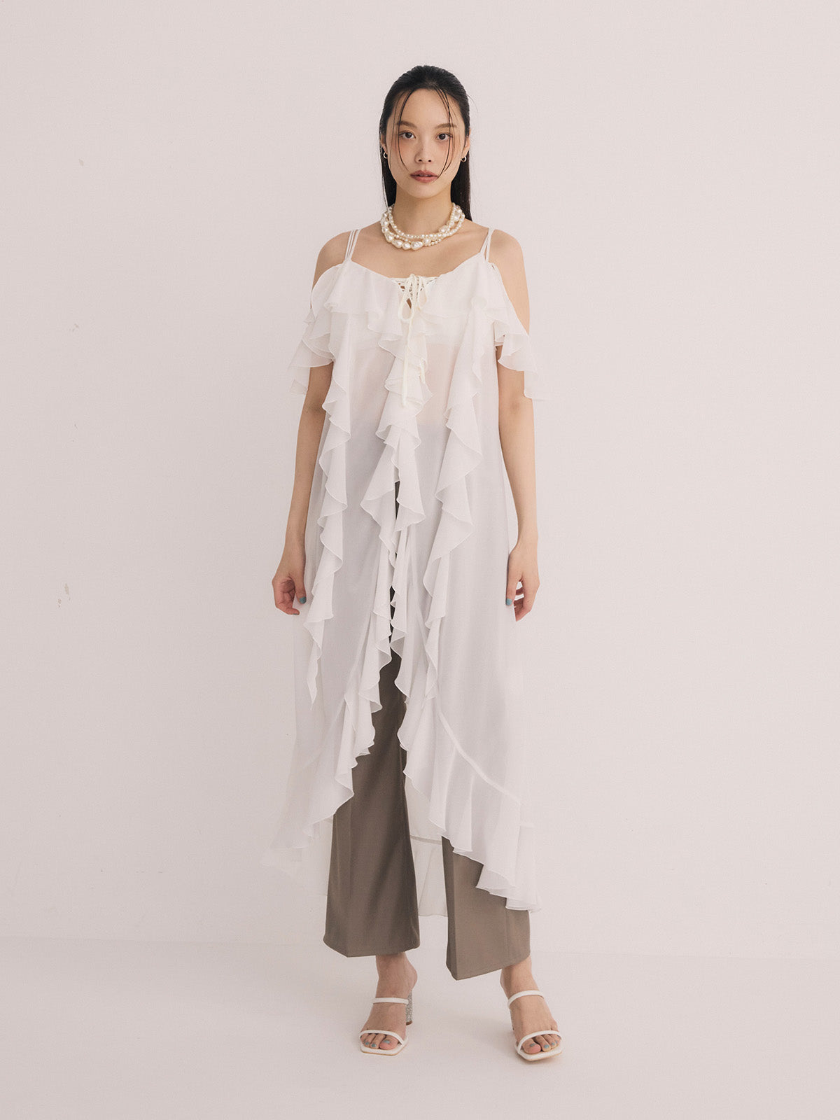 ラッフルキャミロングブラウス