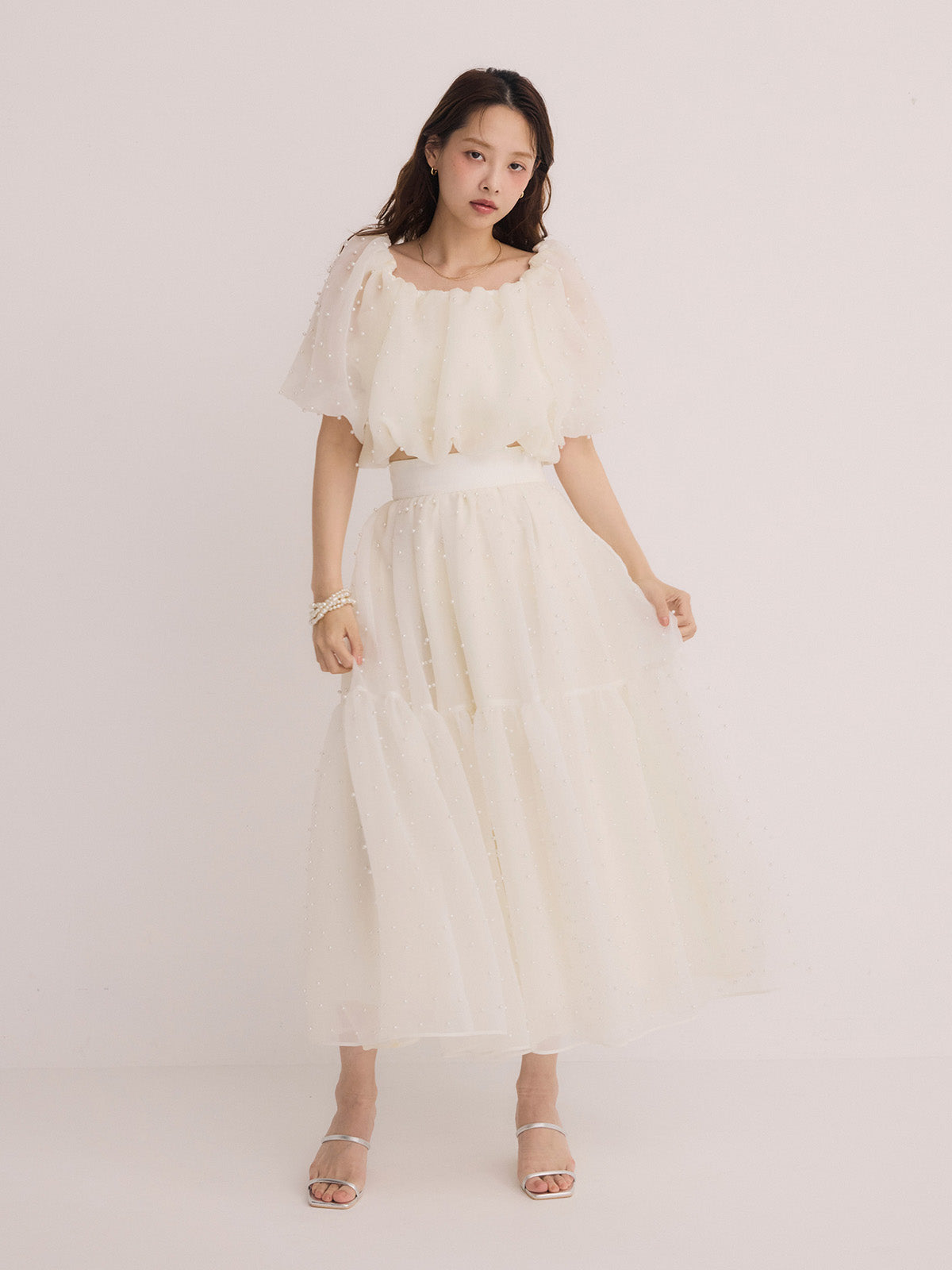 パールスタッズフレアスカート