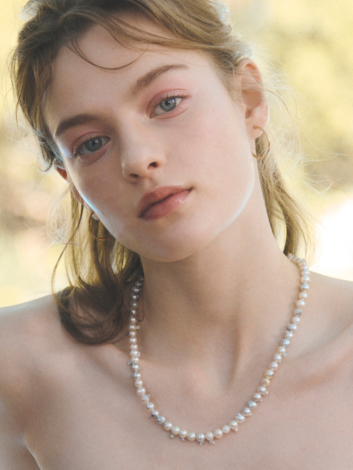 AYUS】Akoya baropue pearl clicker necklace 6-7.5mm