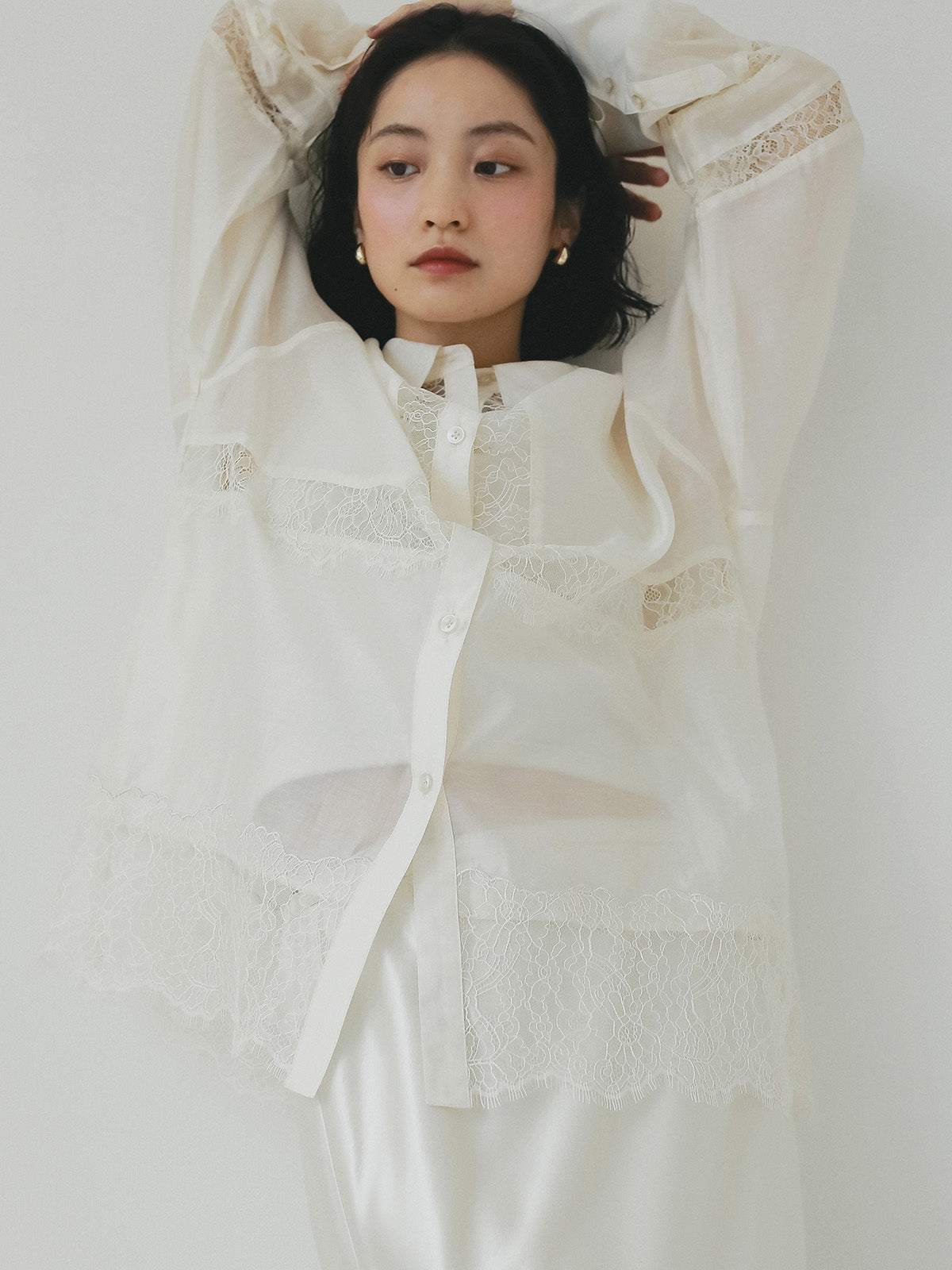 レースコンビシアーシャツ