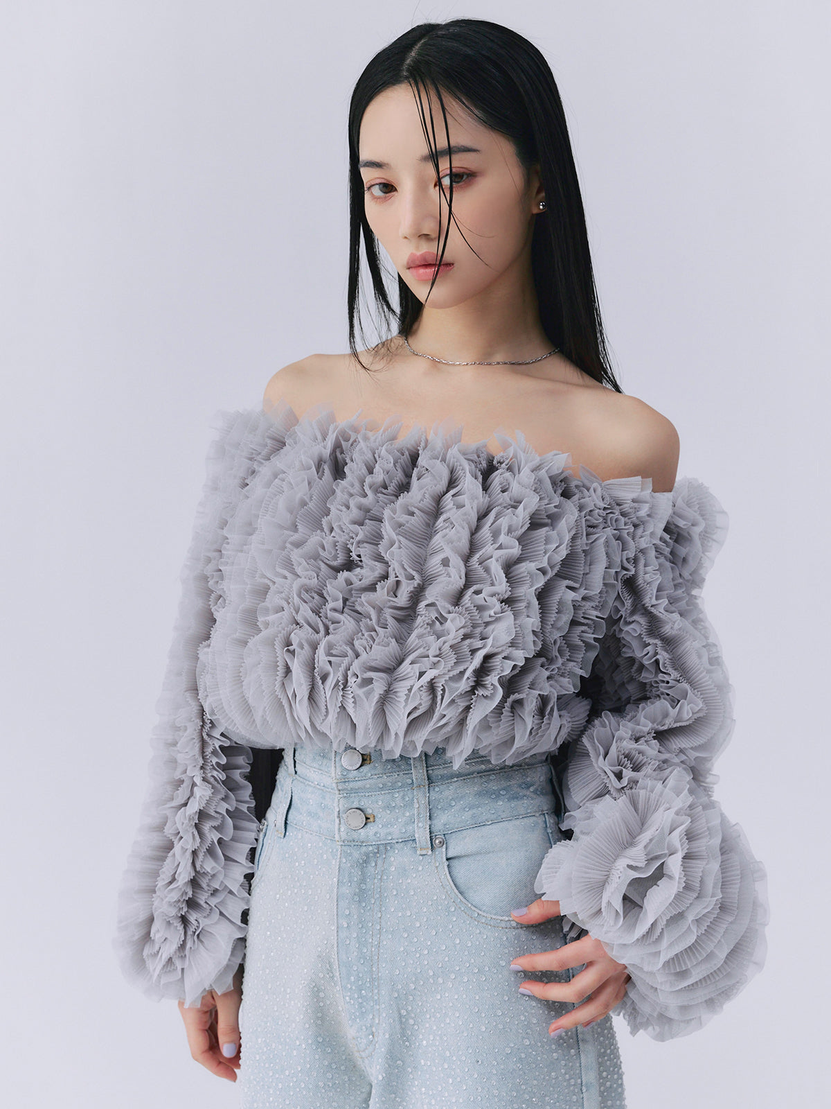 ボリュームチュールオフショルトップス