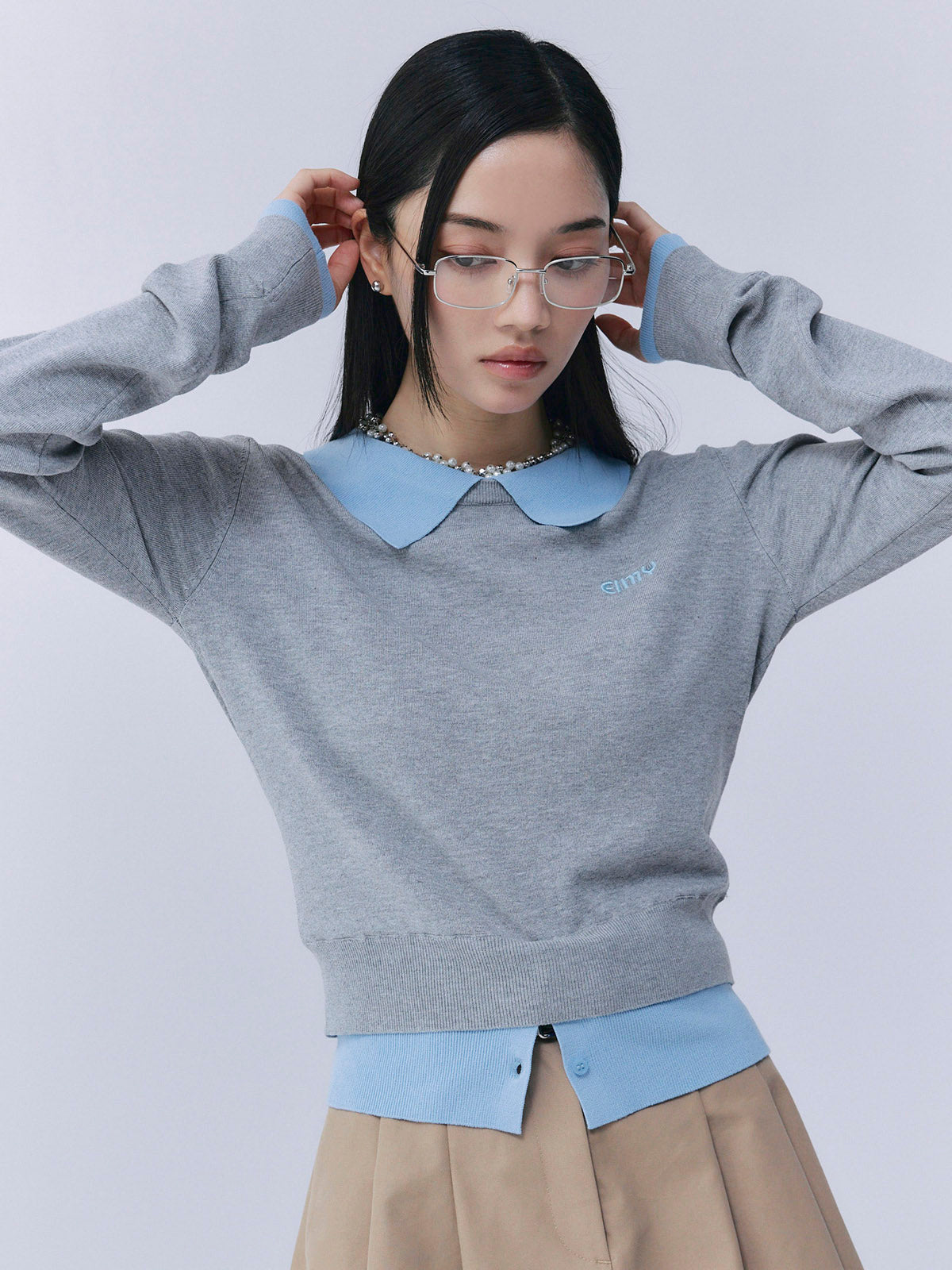 ニットレイヤードトップス