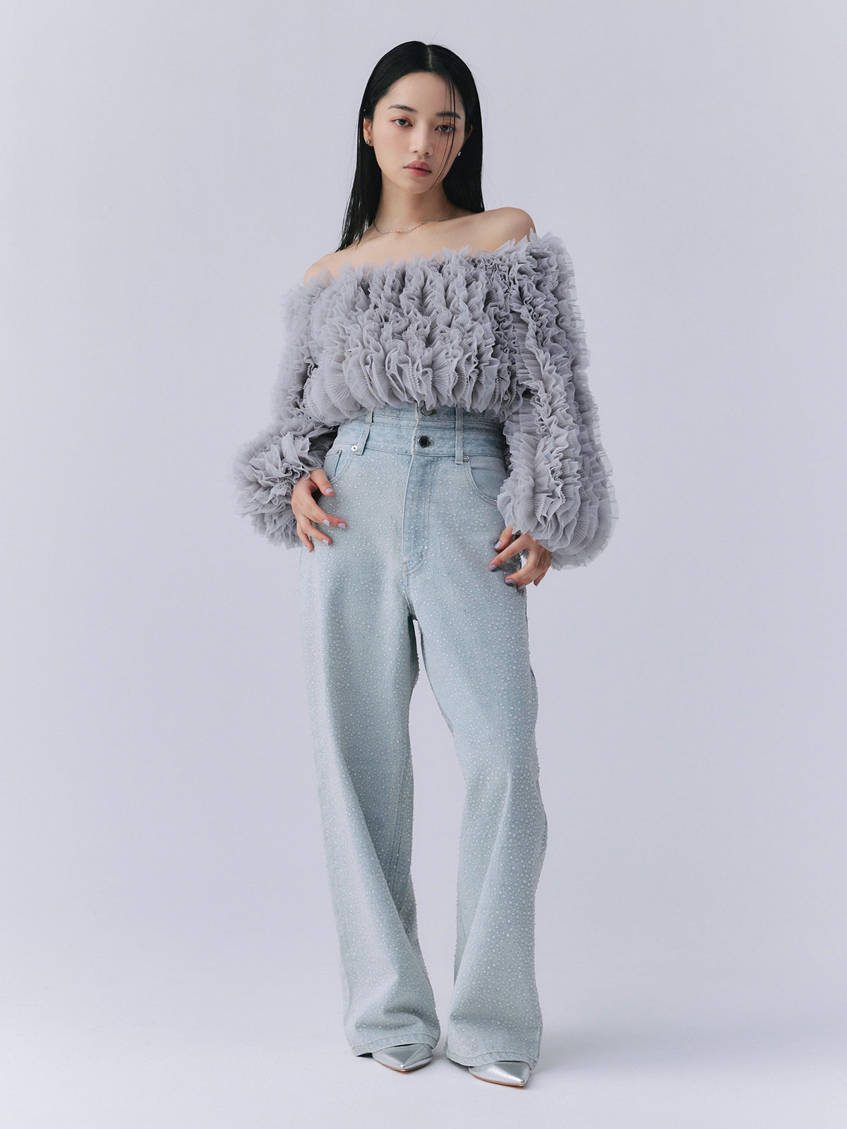 drop patternデニムパンツ