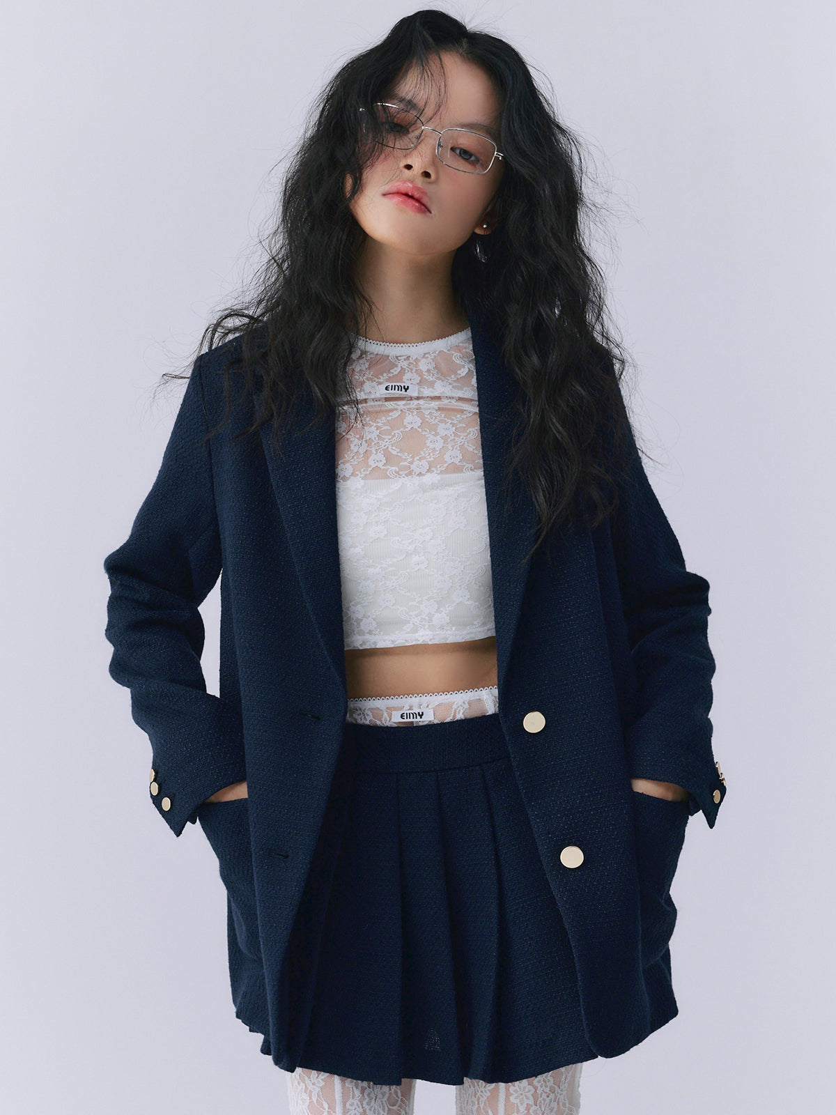 ツイードプリーツミニスカート