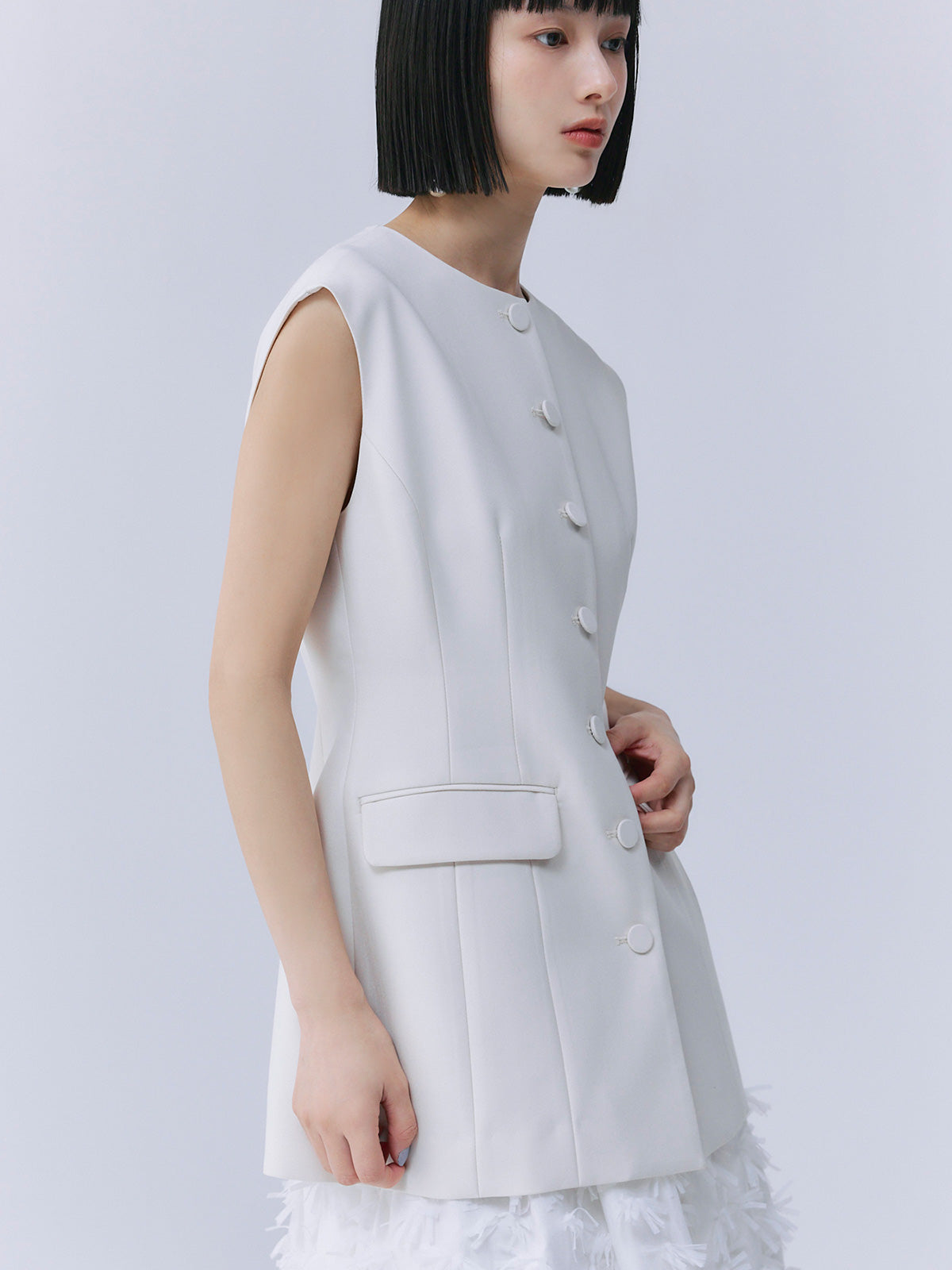 フロントボタンシェイプベスト