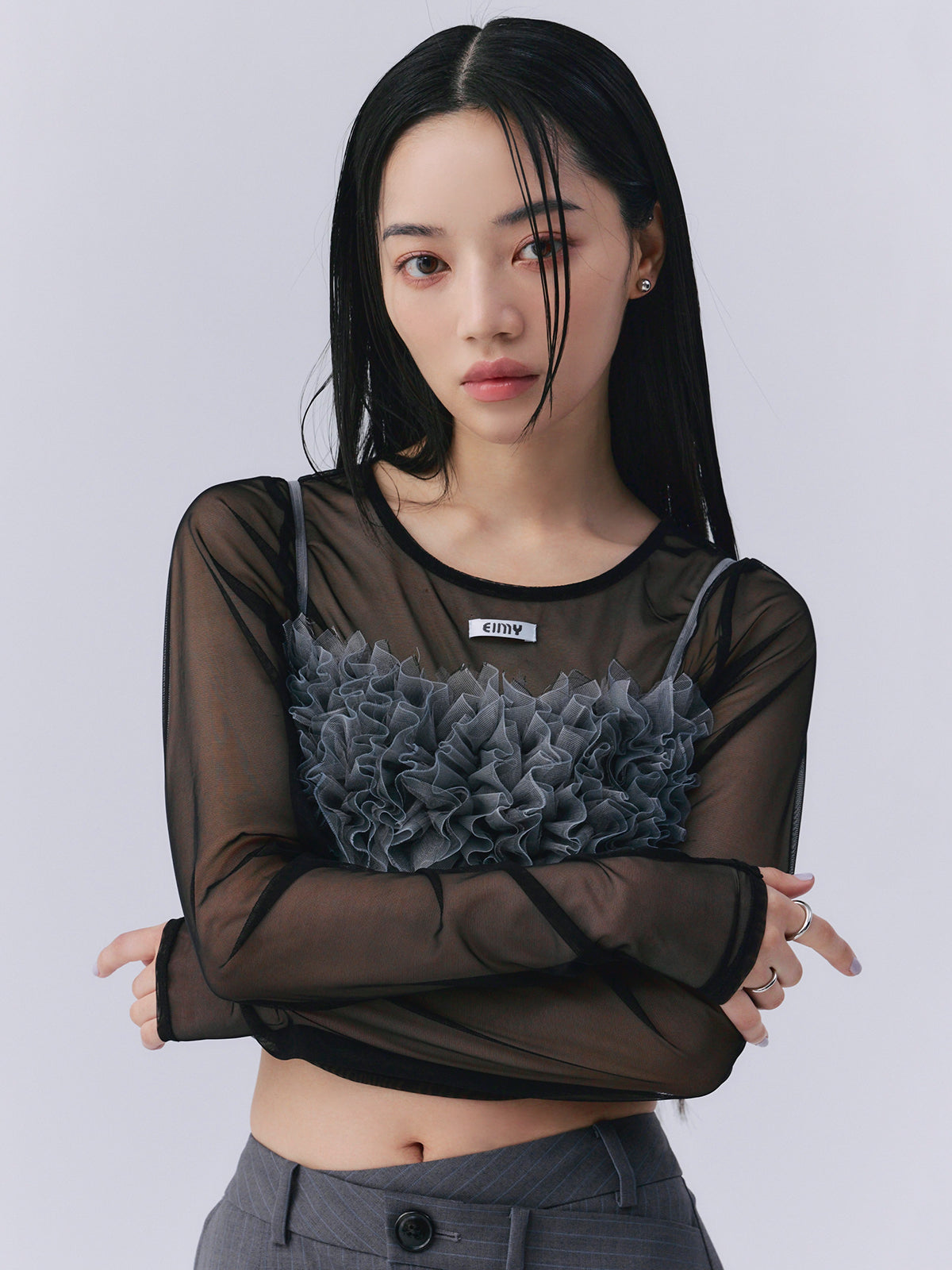 チュールフリルベアトップ