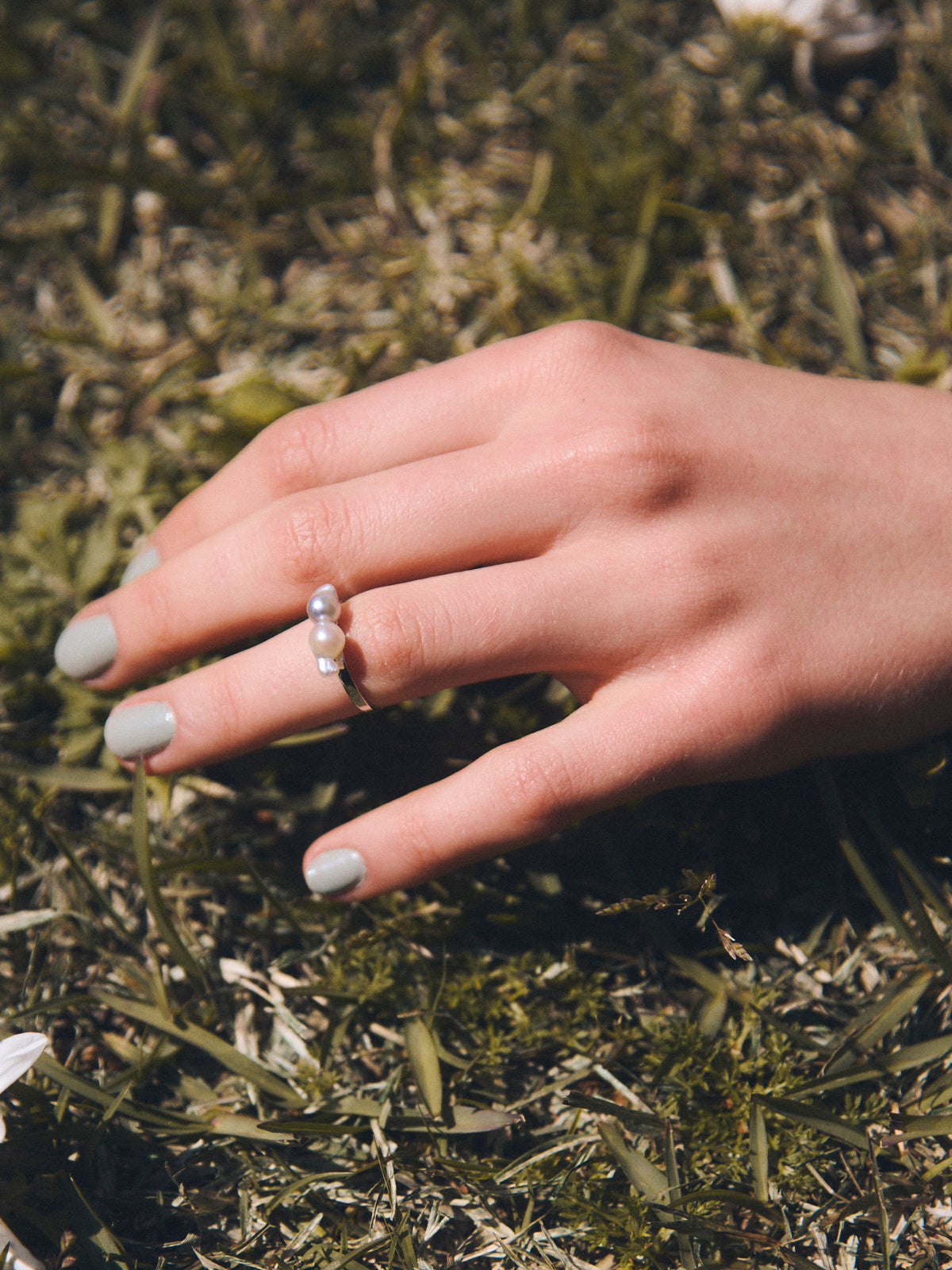 【AYUS】Akoya natural baropue pearl 2P ring  5.0mm 9号