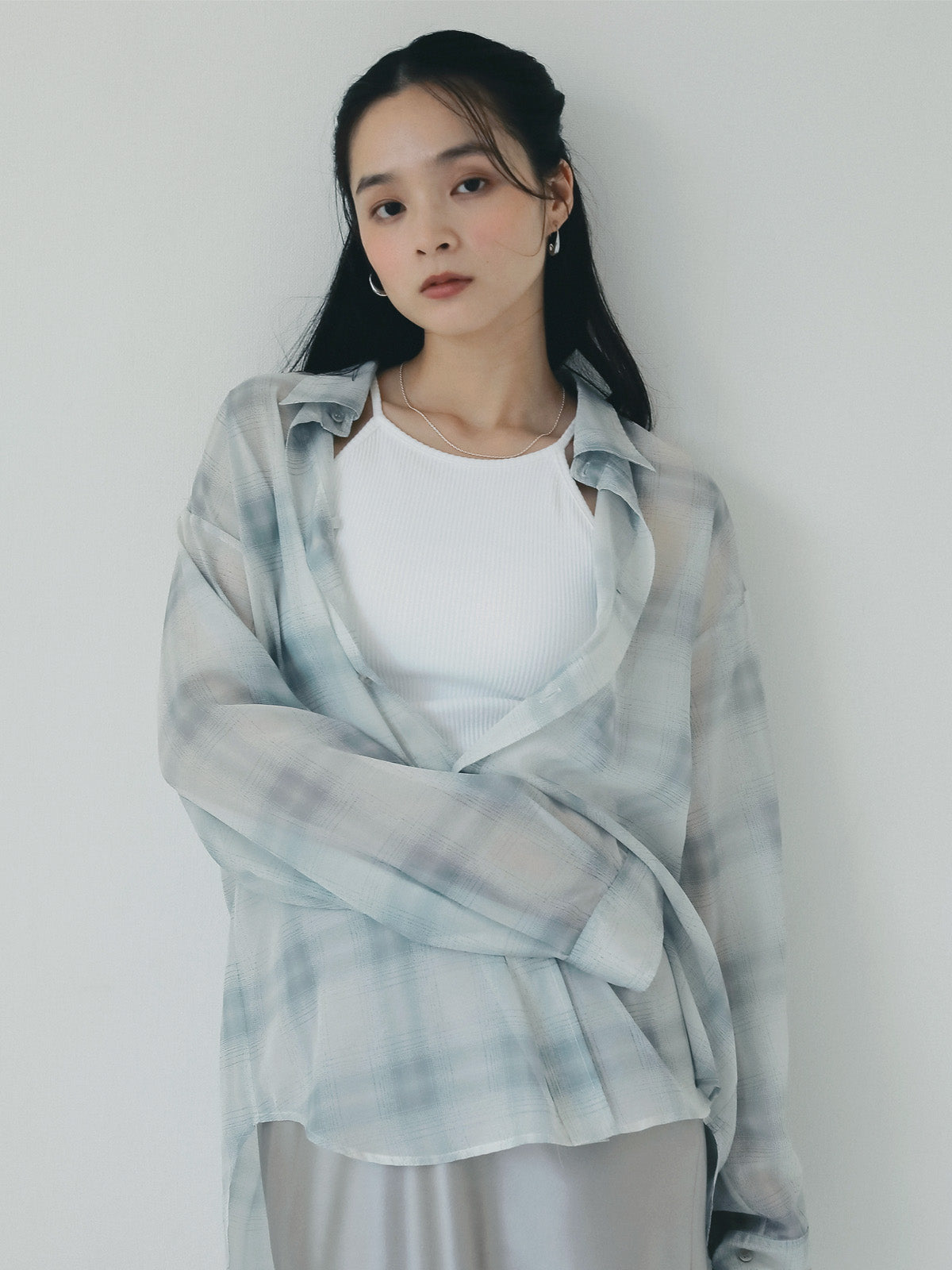 シアーチェック2WAYシャツ