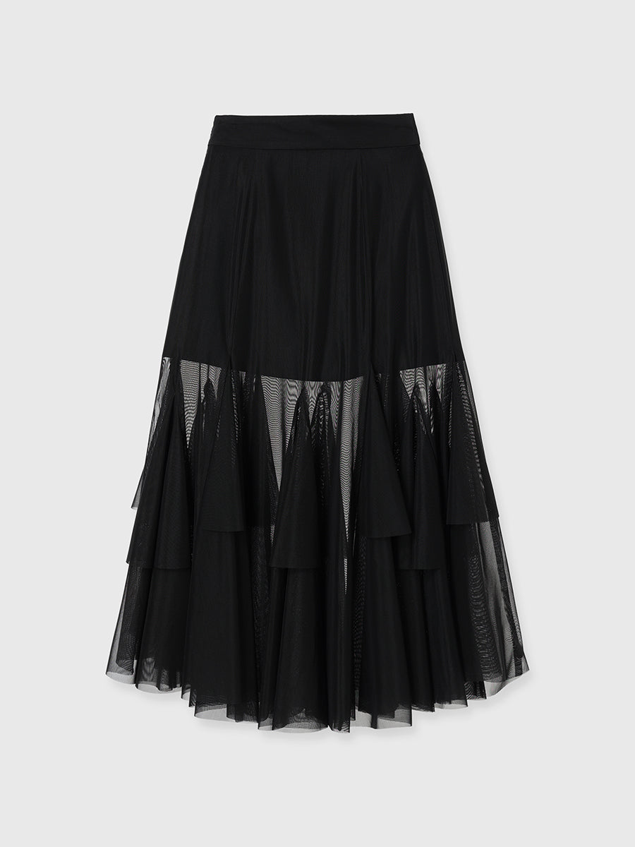 チュールティアードスカート