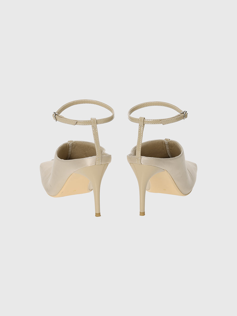 スクエアトゥアンクルストラップミュール