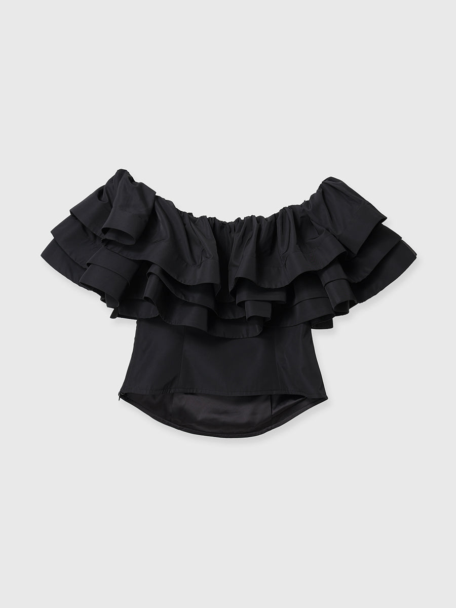 パフフリルオフショルダートップス