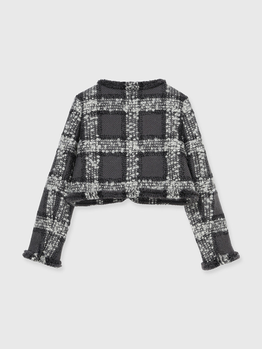 モヘアループチェックツイードジャケット