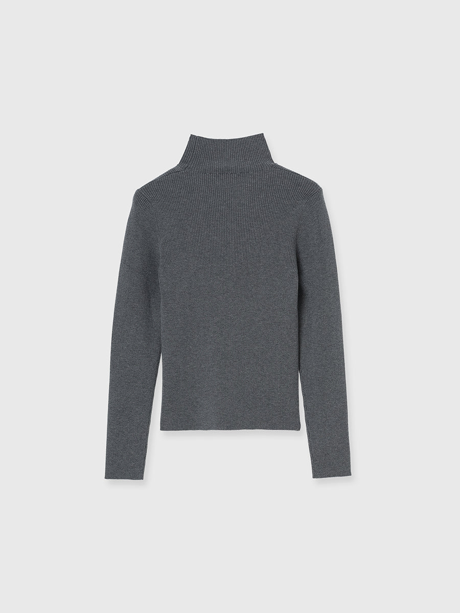 ボトルネックリブニットトップス