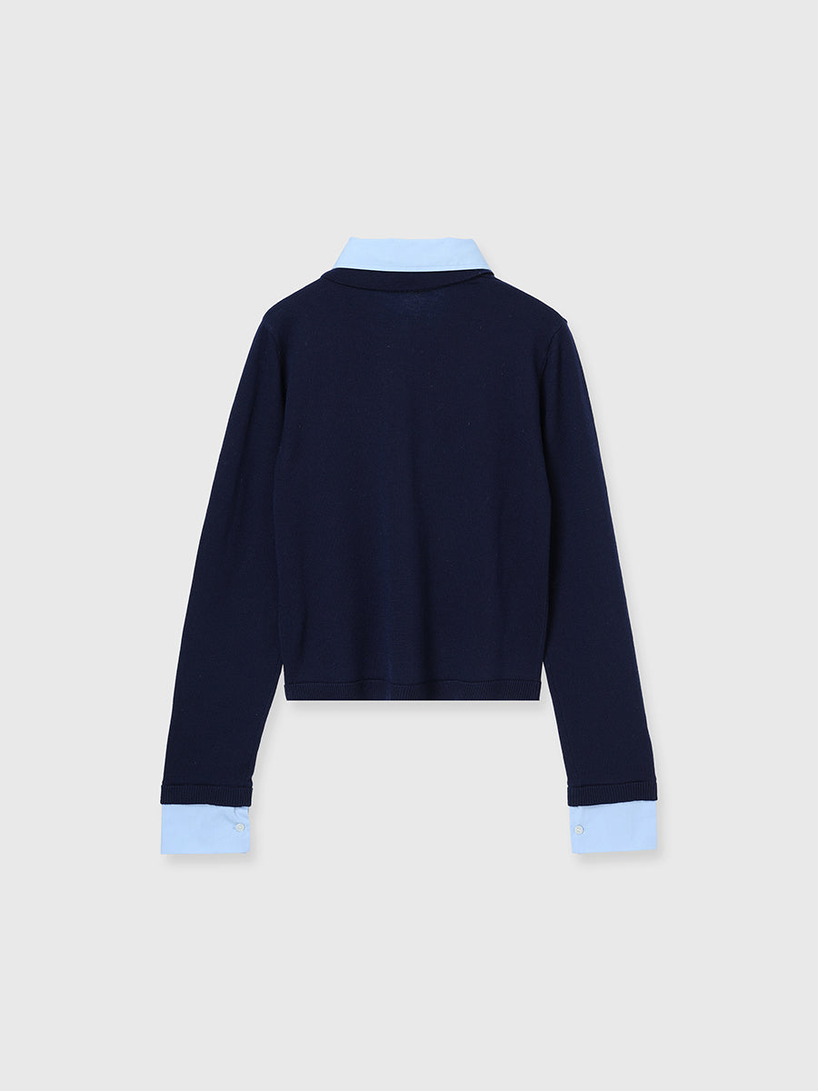 New Color】ダブルカラーデザインニット