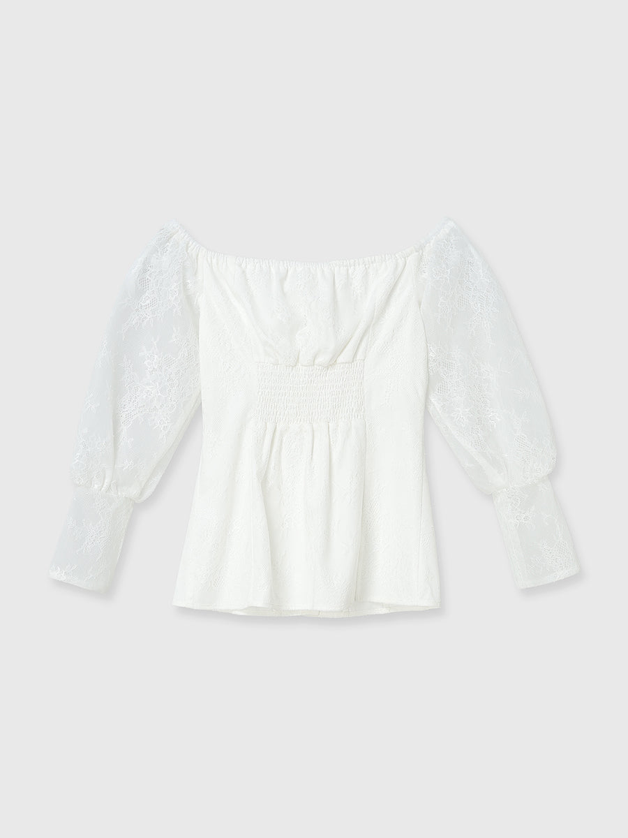 レースオフショルトップス