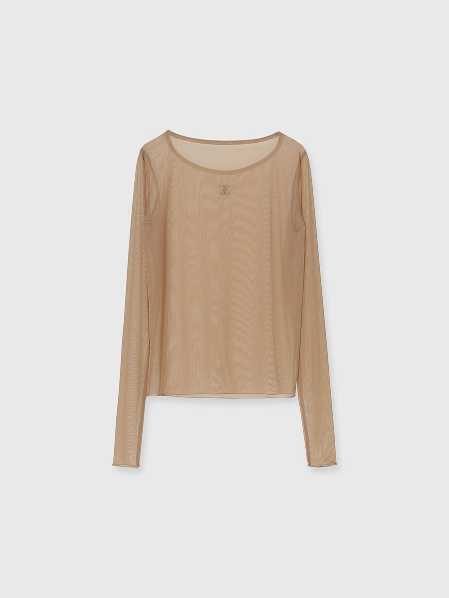 ロゴモチーフチュールトップス