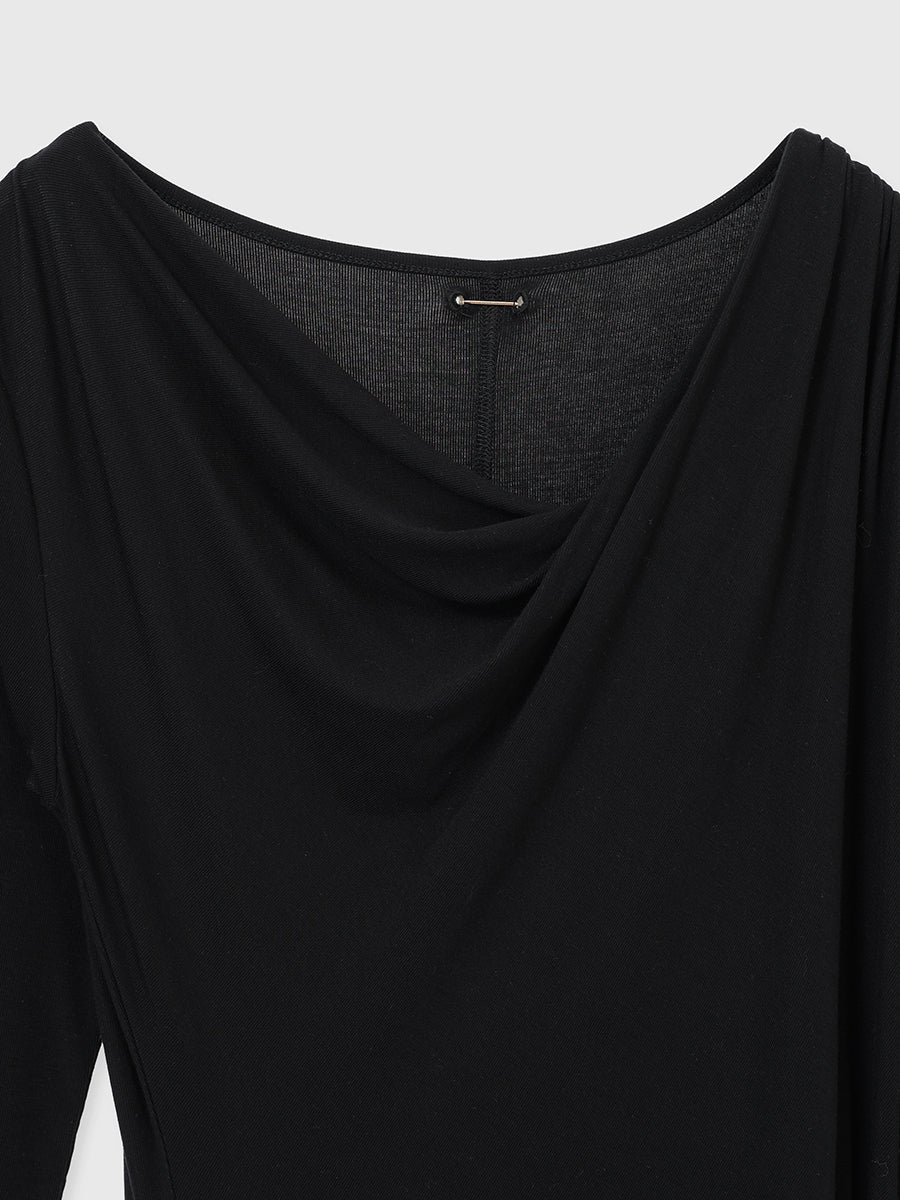 カットドレープギャザーワンピース