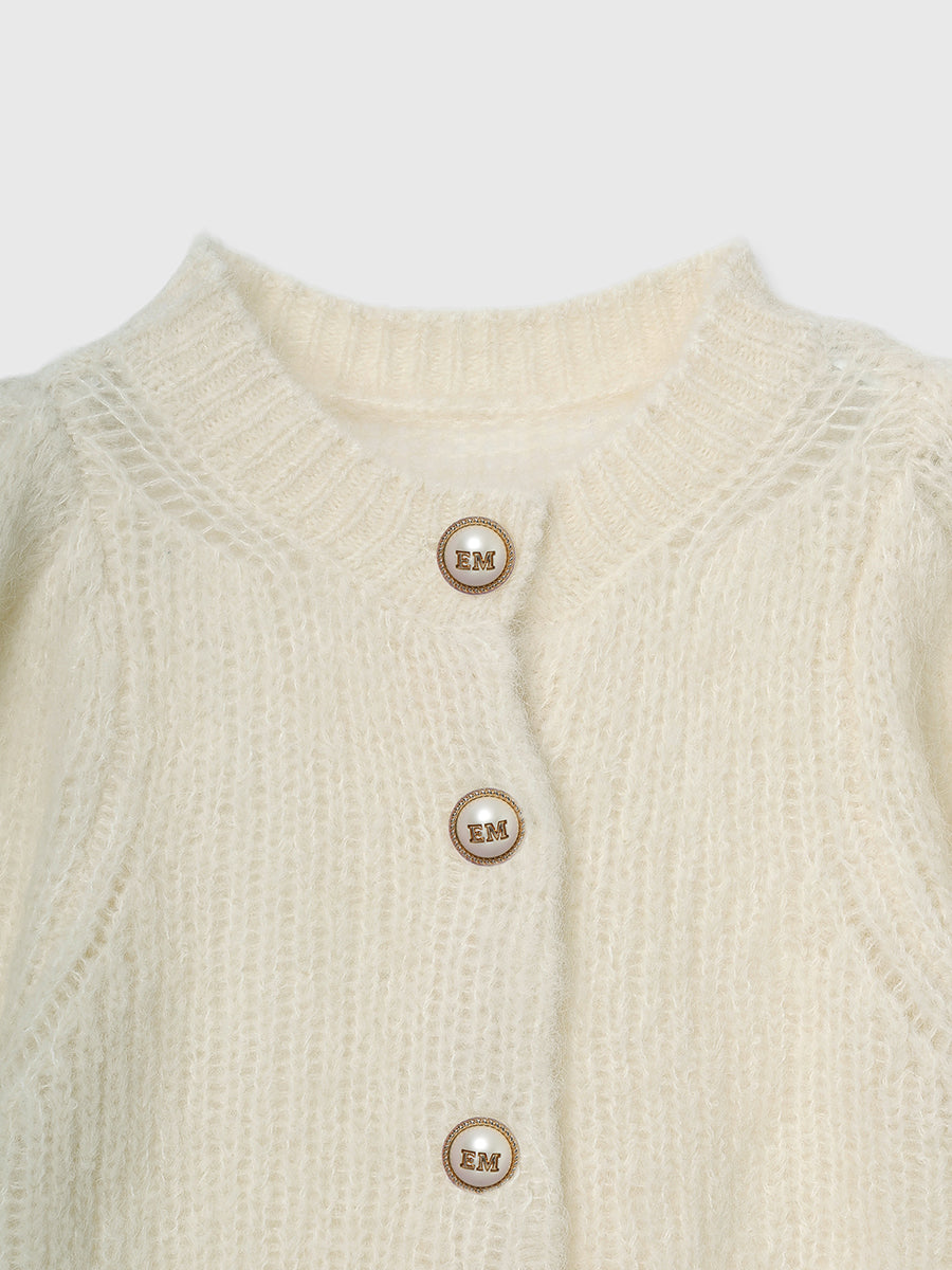 パフスリーブニットカーディガン