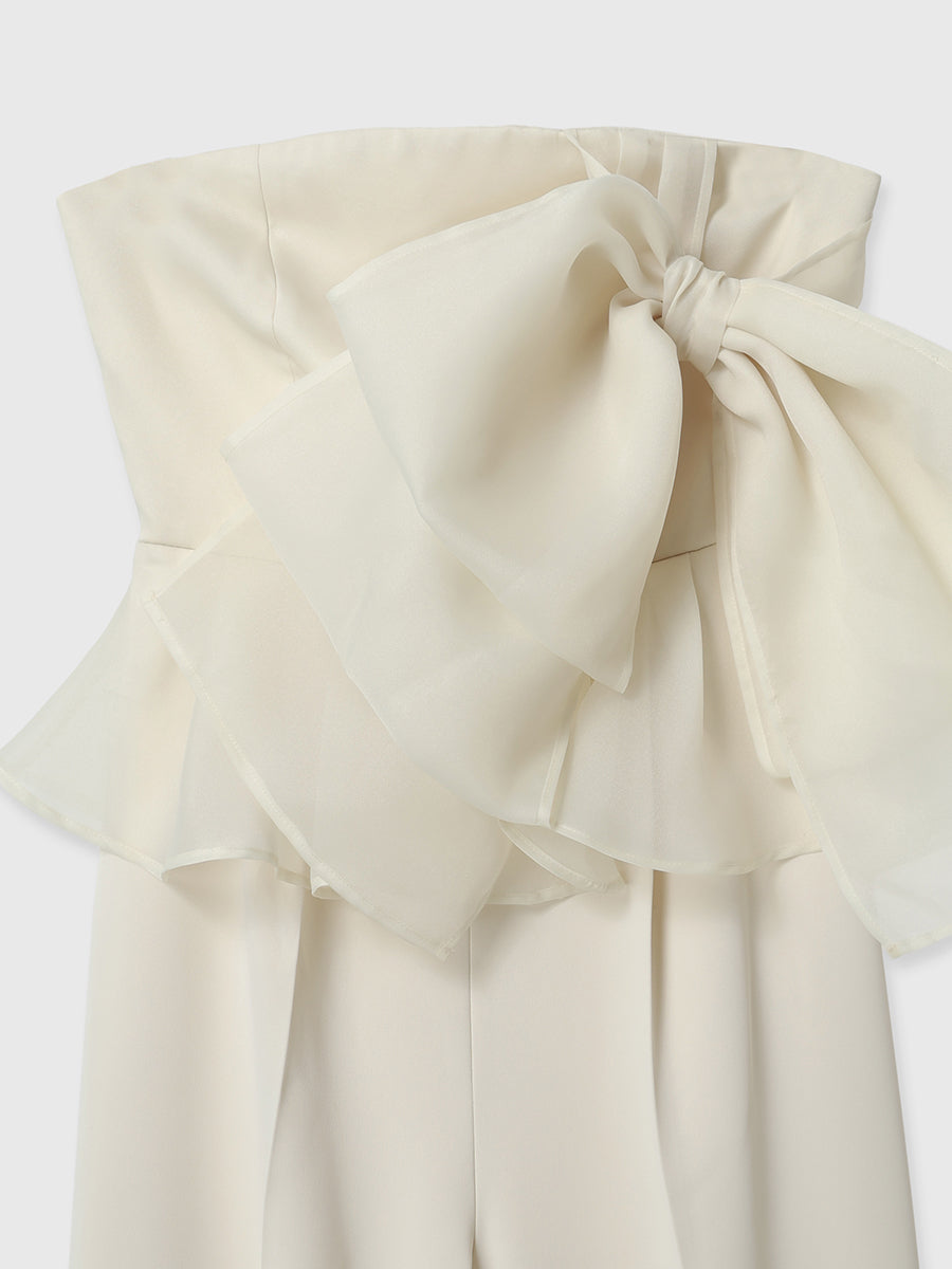 ビッグリボンペプラムオールインワン