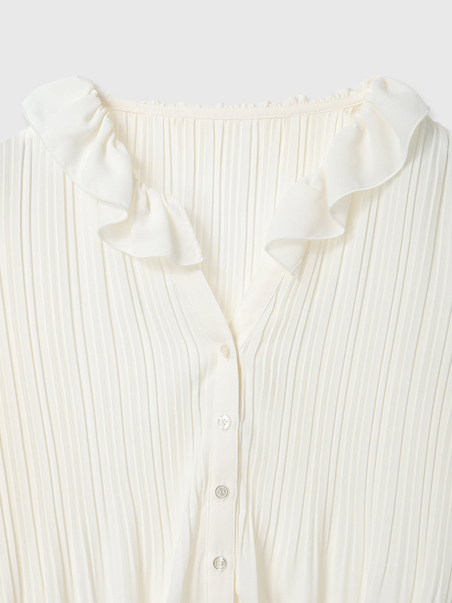 フレアスリーブプリーツブラウス