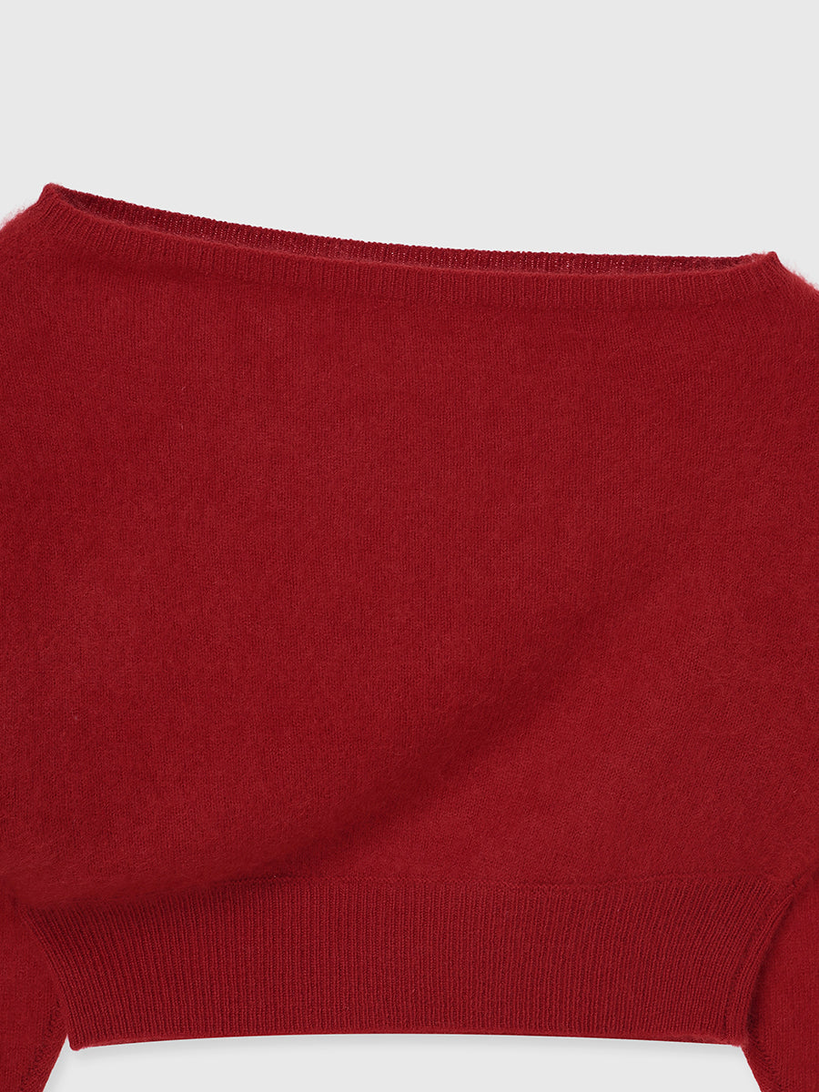 ウール起毛オフショルニットトップス