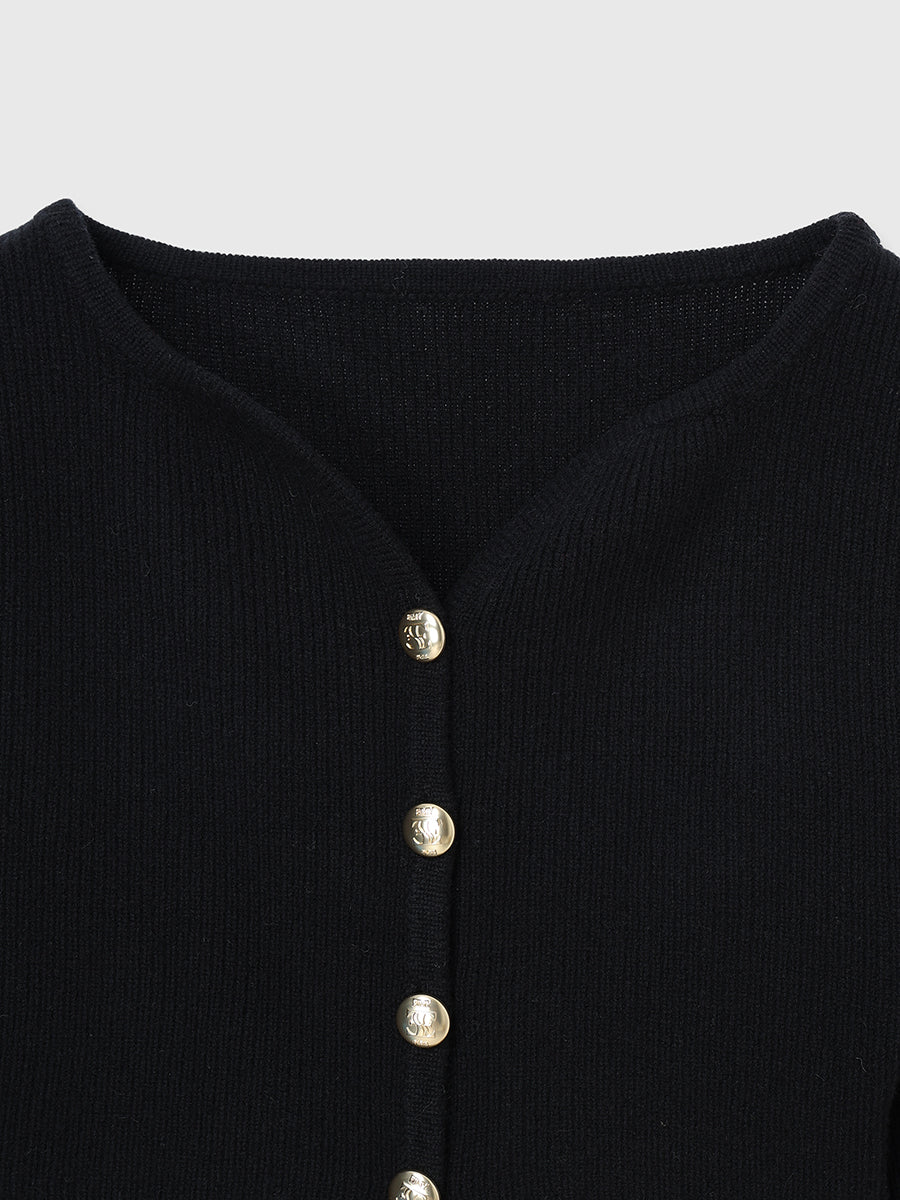 Heart neck ウールカシミヤカーディガン