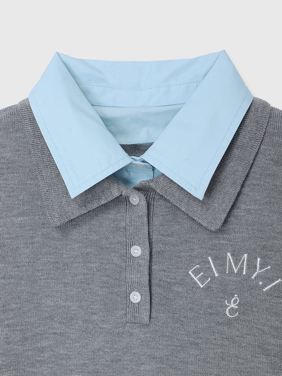 DOUBLE COLLAR DESIGN KNIT
