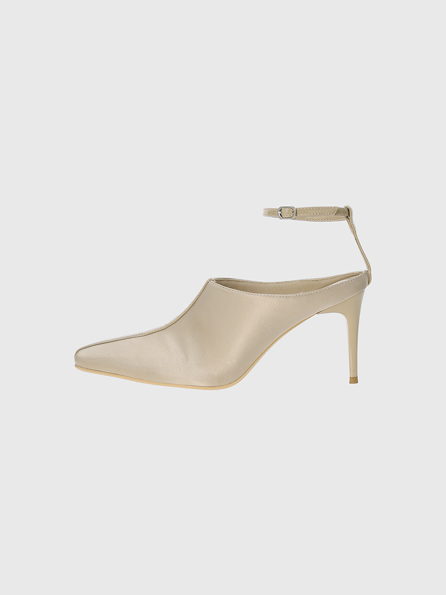 スクエアトゥアンクルストラップミュール