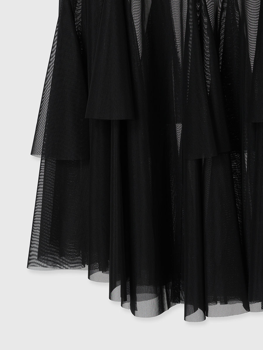 チュールティアードスカート