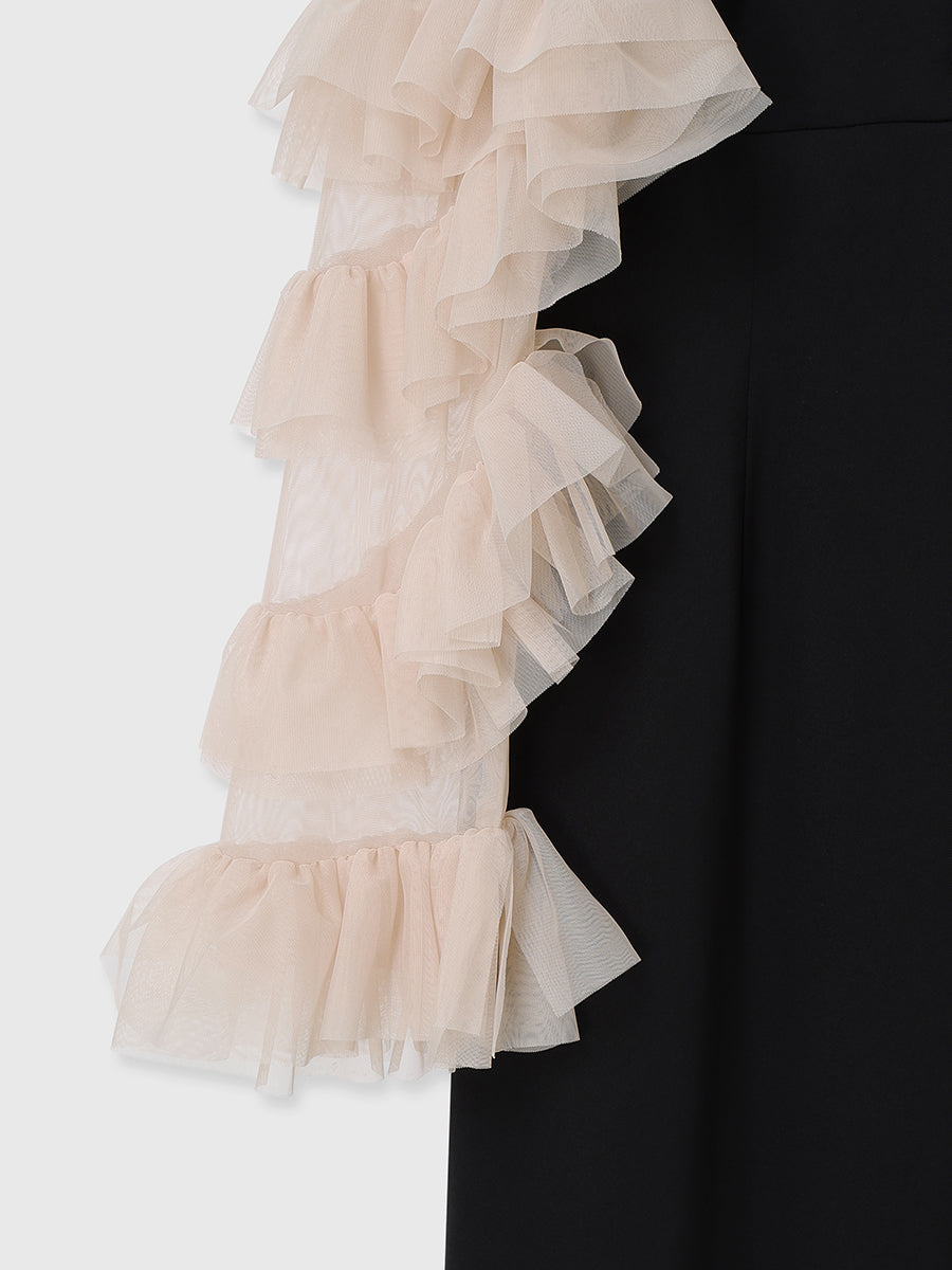 ラッフルスリーブチュールボレロSETキャミドレス